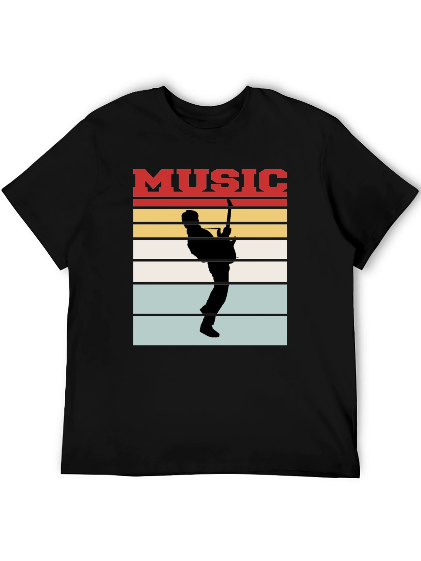 Music Guitarist Silhouette T-Shirt Retro Style