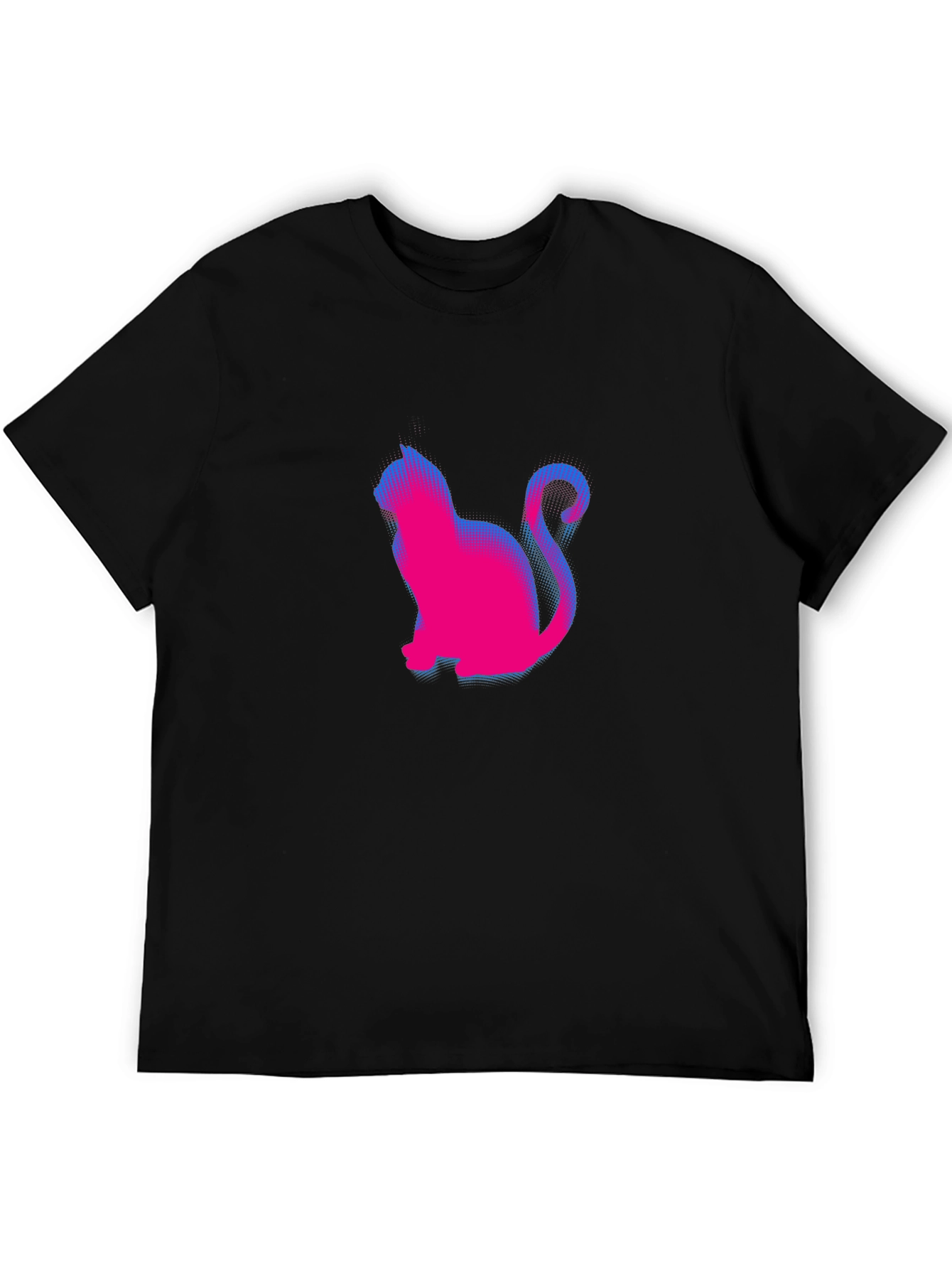 Retro Cat Graphic Tee - Classic Black Crewneck