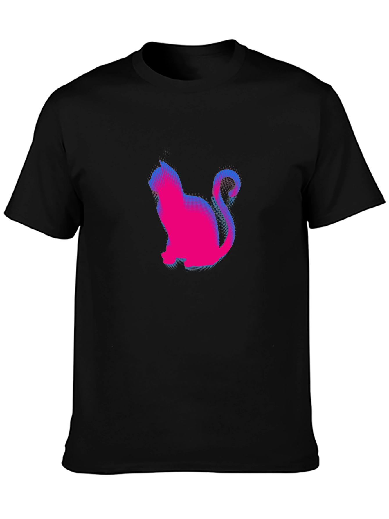 Retro Cat Graphic Tee - Classic Black Crewneck
