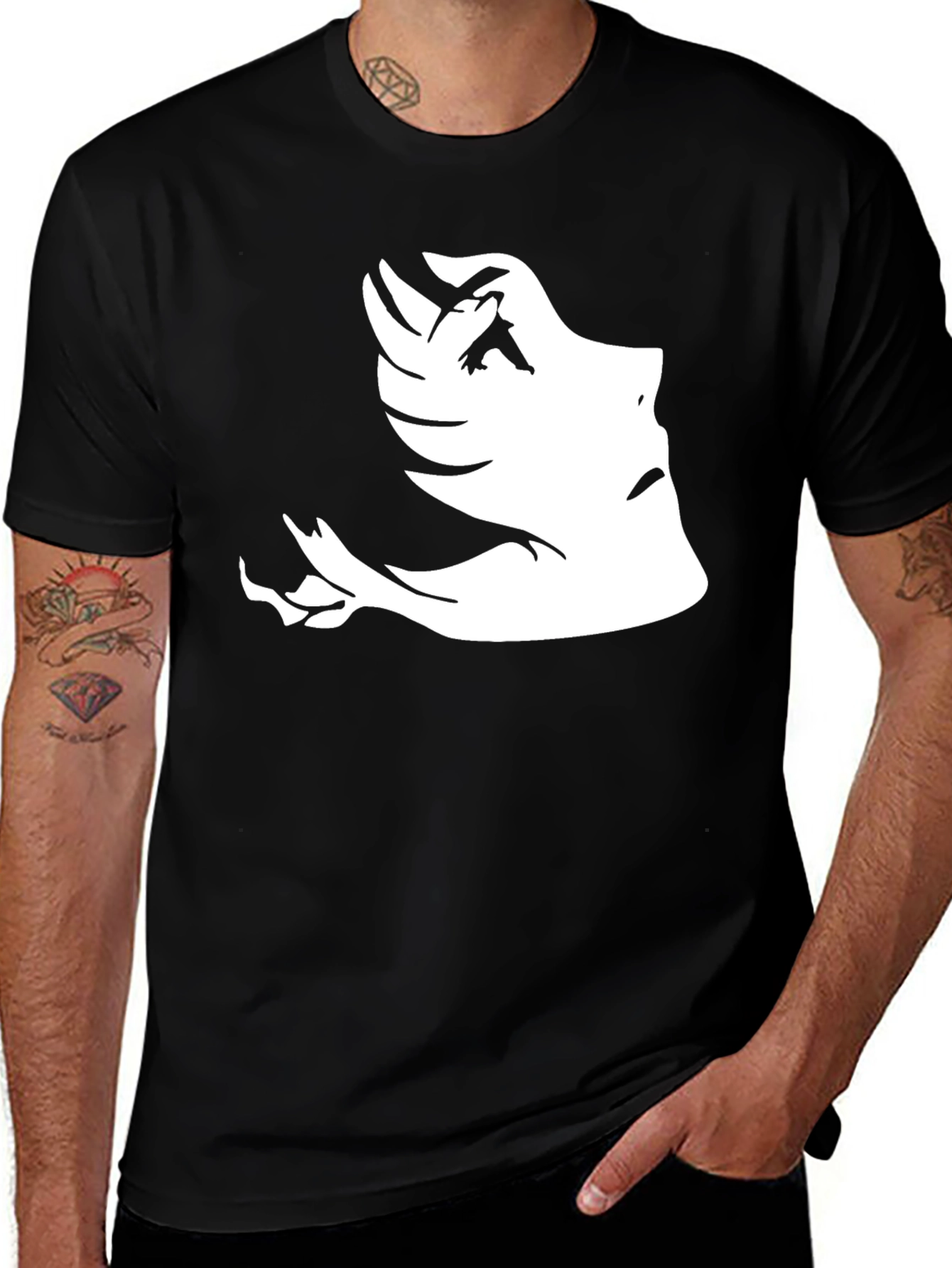 Abstract Face Graphic Tee - Black