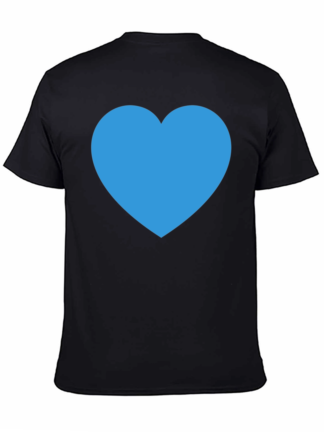 Blue Heart Graphic Black T-Shirt