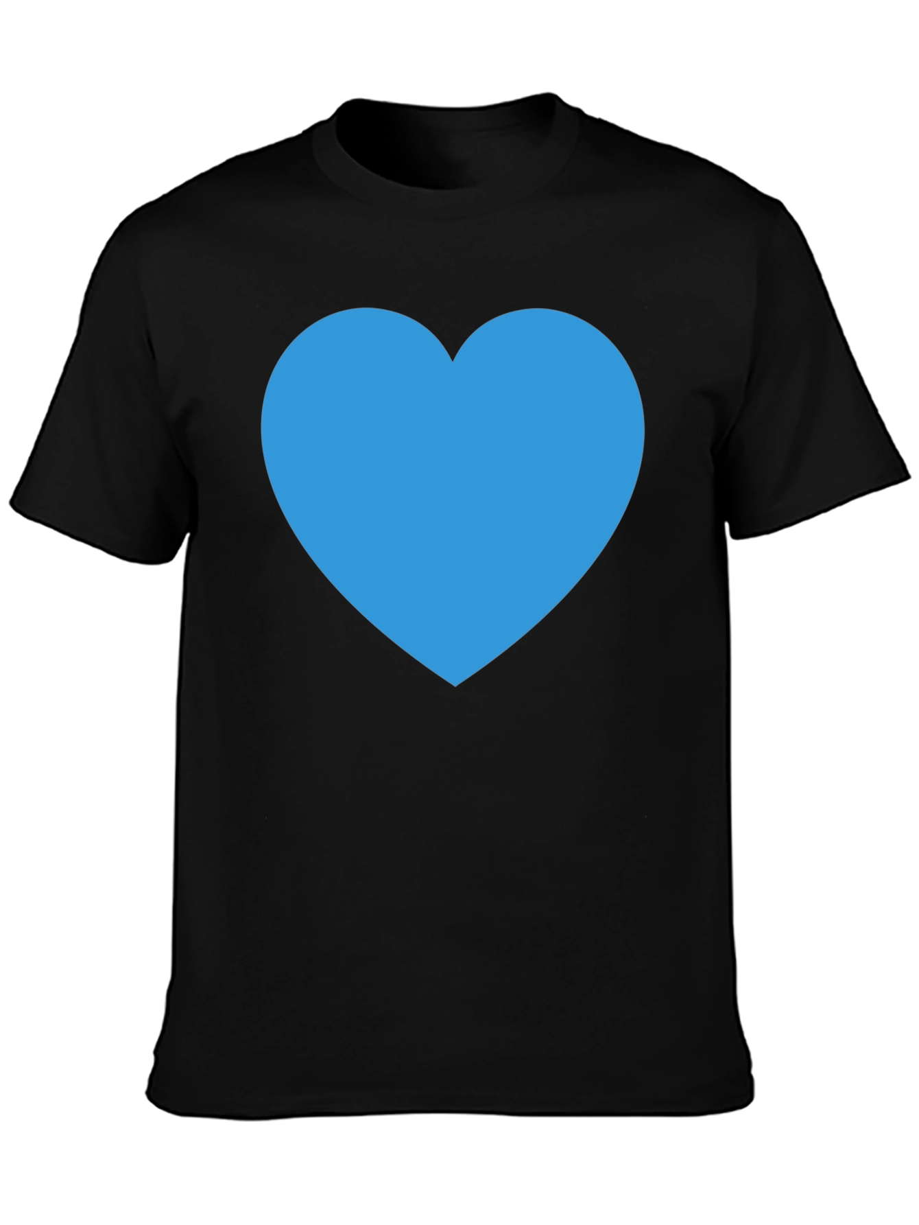 Blue Heart Graphic Black T-Shirt