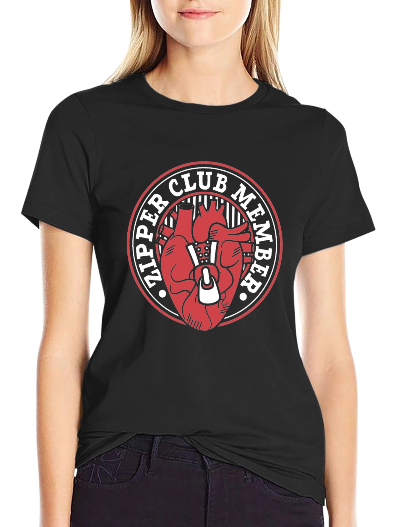 Zipper Club Member Graphic Tee - Unique Heart Design
