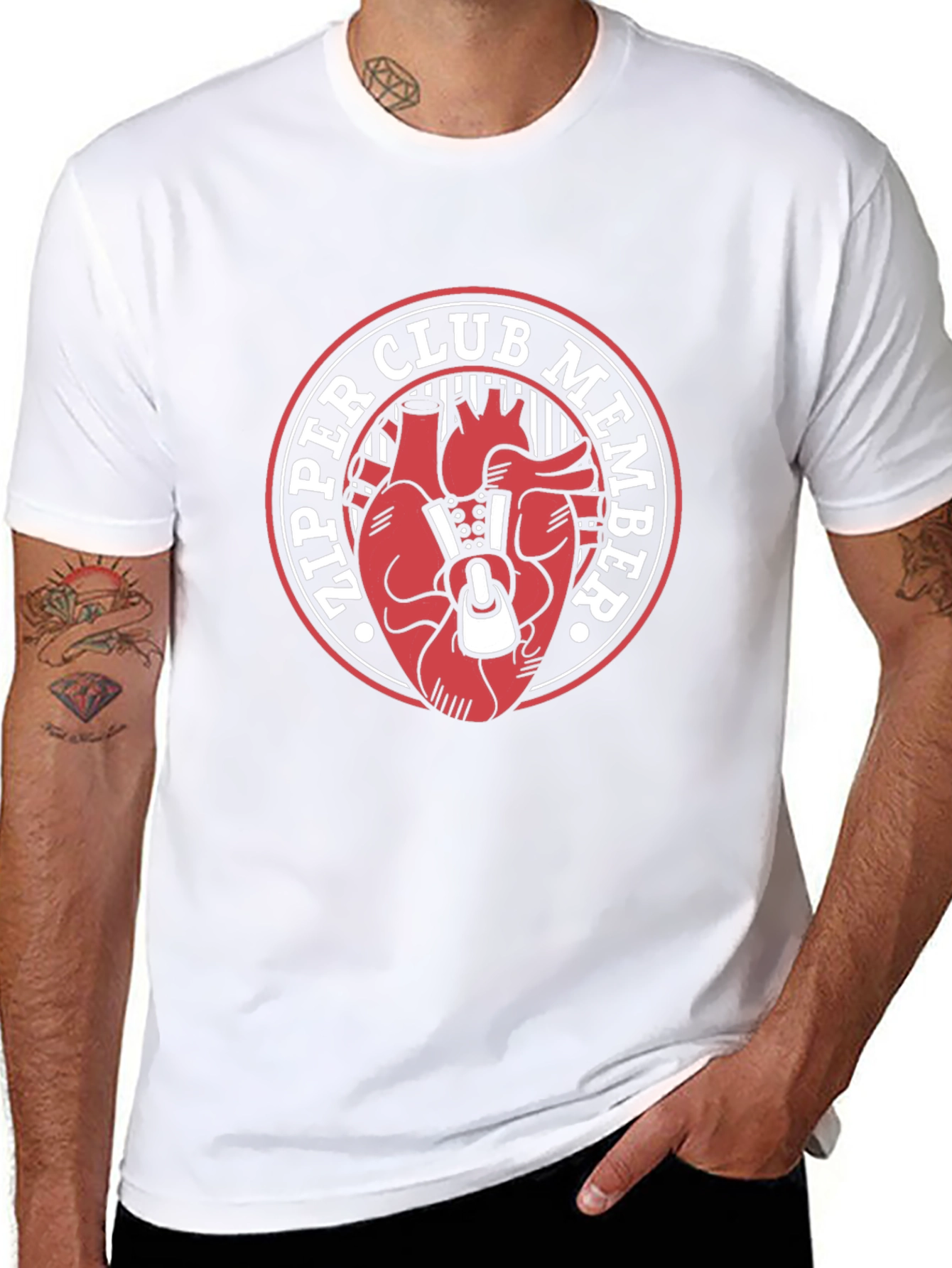 Zipper Club Member Graphic Tee - Unique Heart Design