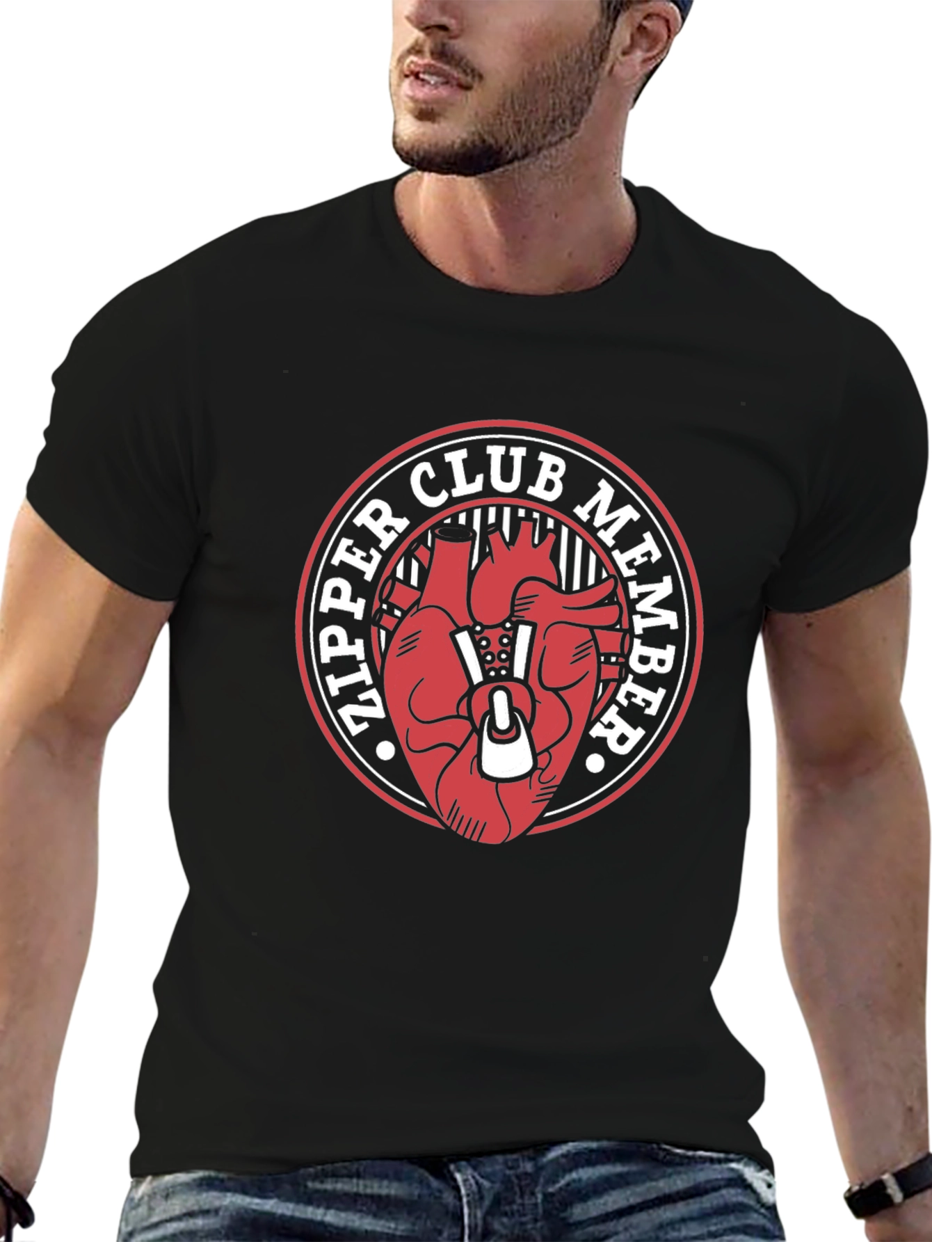 Zipper Club Member Graphic Tee - Unique Heart Design