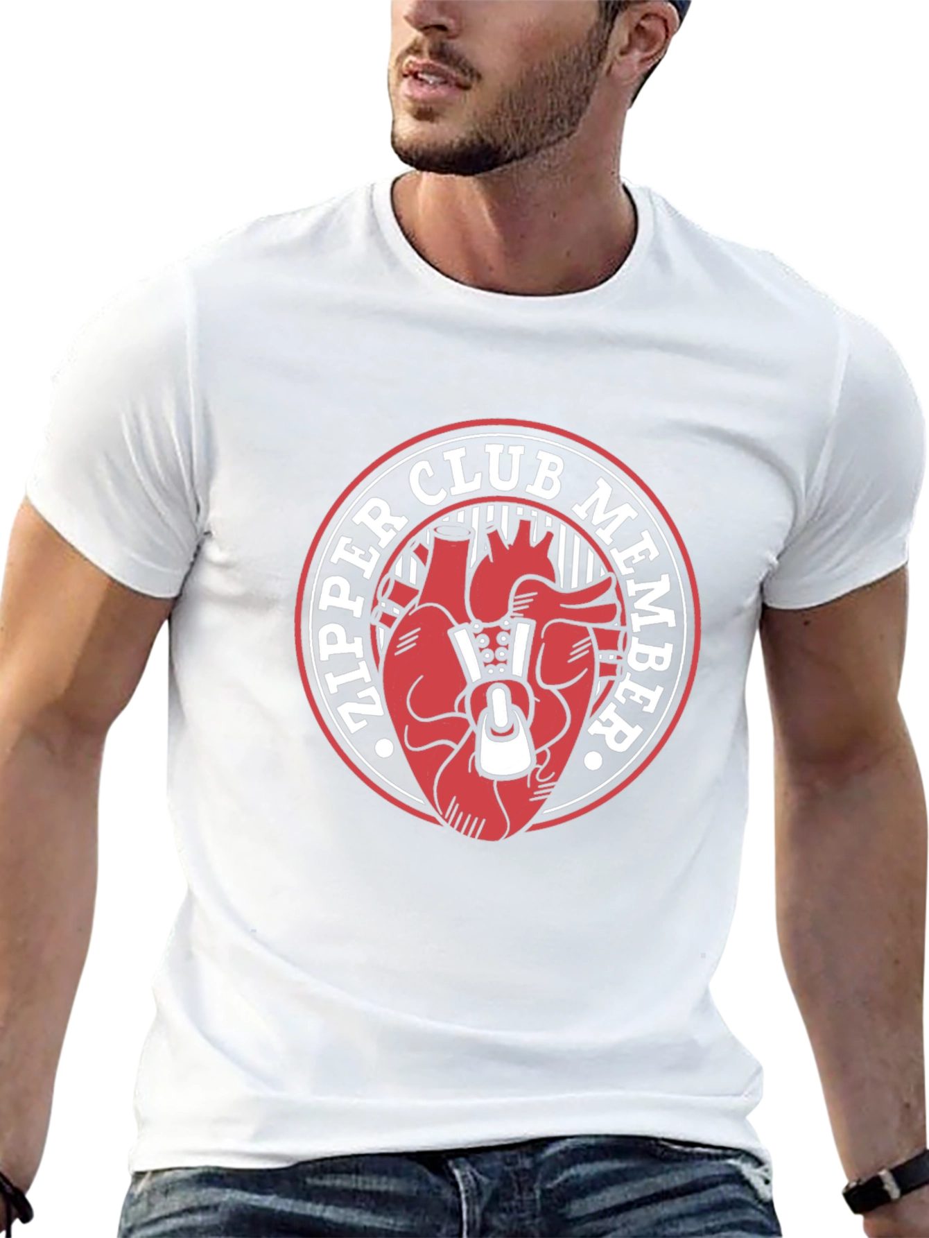 Zipper Club Member Graphic Tee - Unique Heart Design