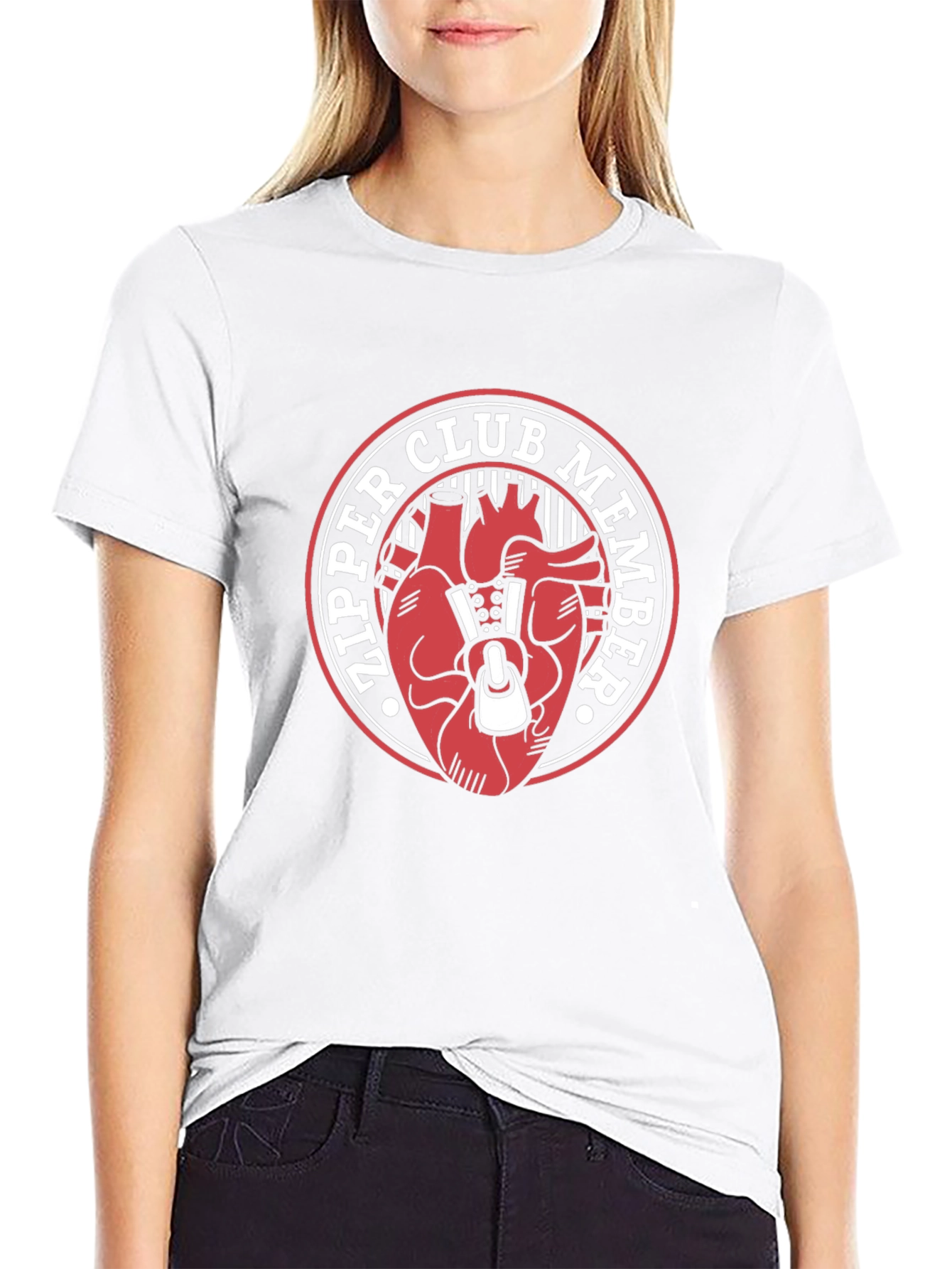 Zipper Club Member Graphic Tee - Unique Heart Design