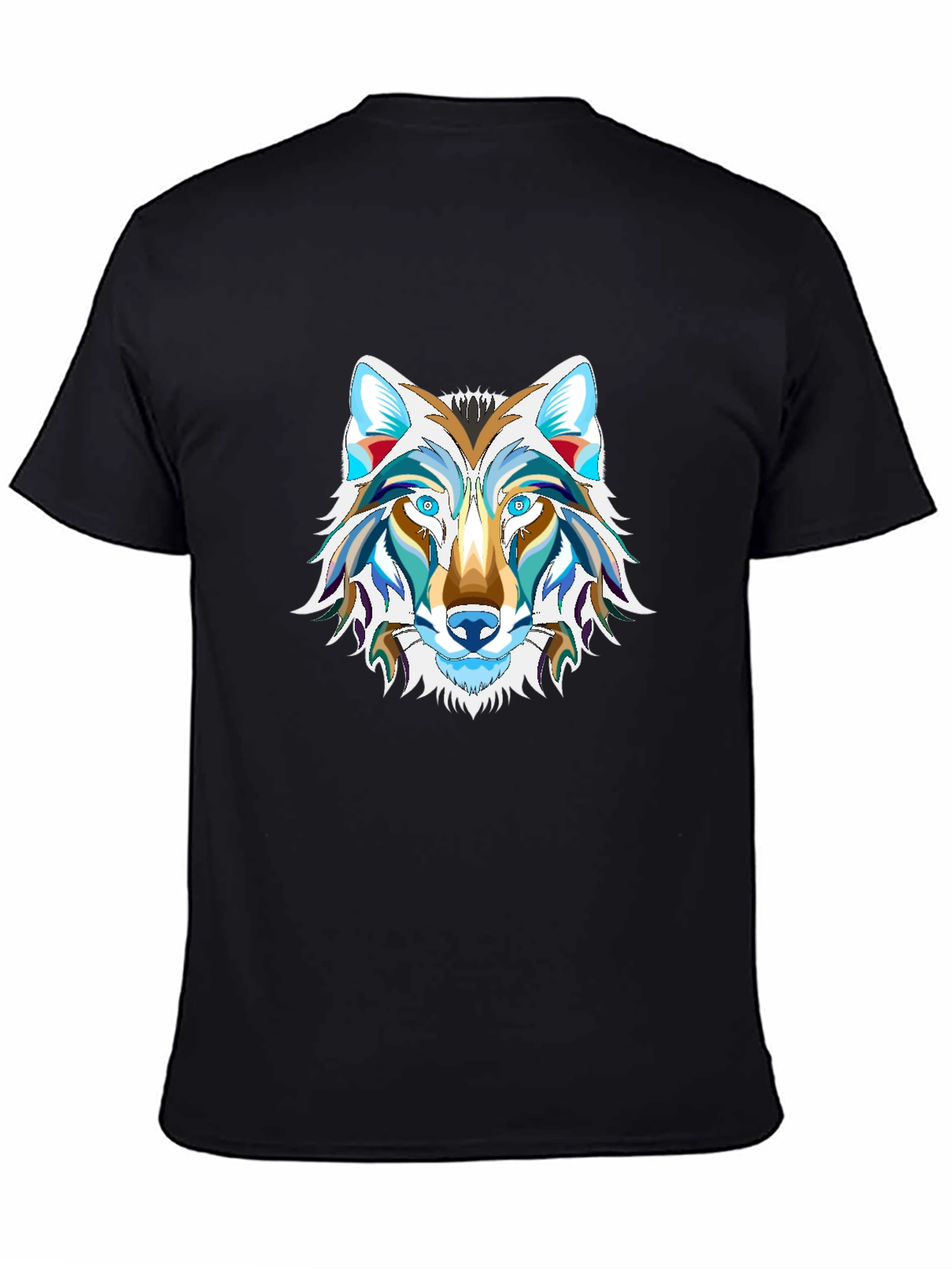 Mens Black Graphic Tee - Wolf Design