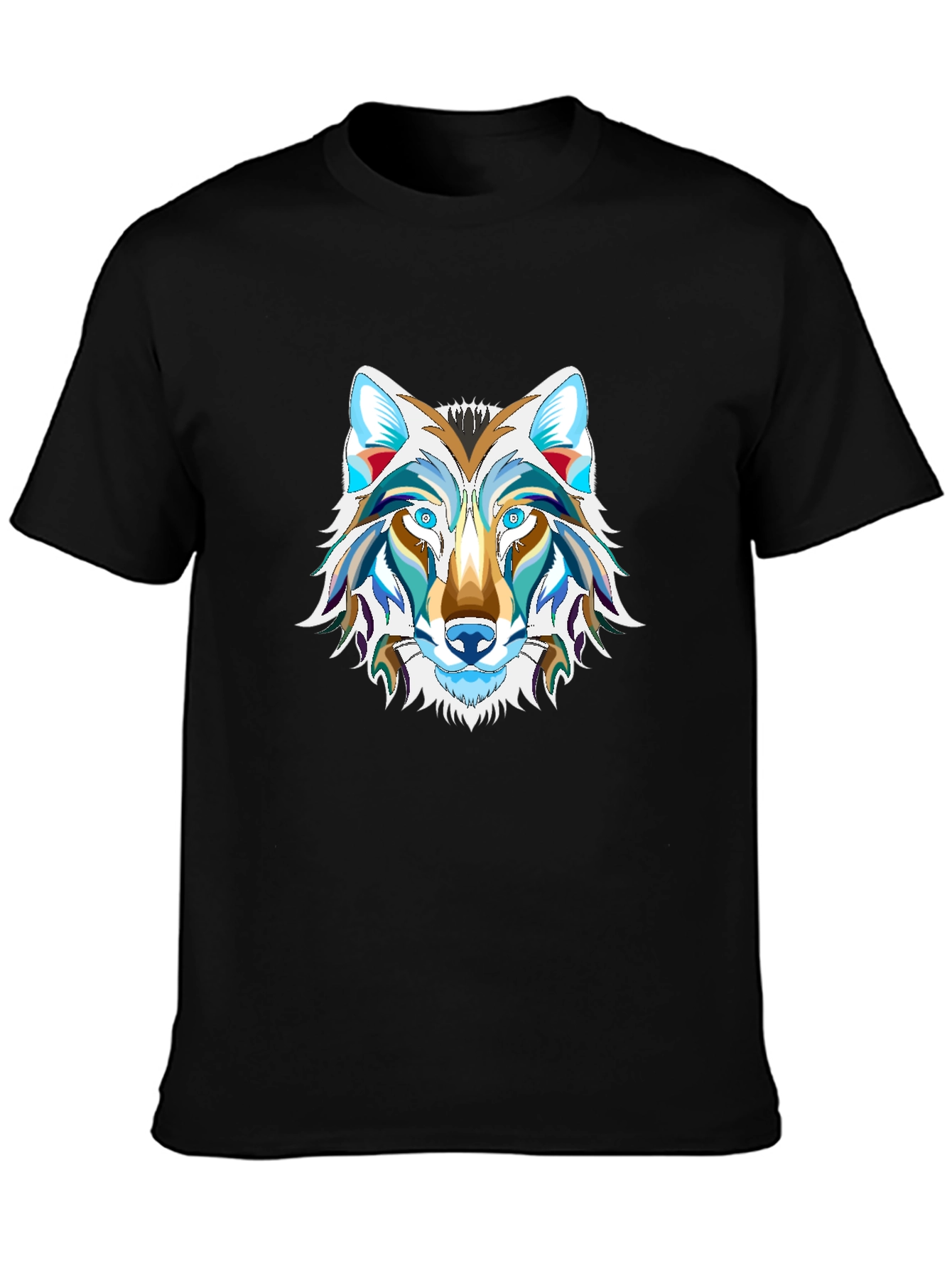 Mens Black Graphic Tee - Wolf Design
