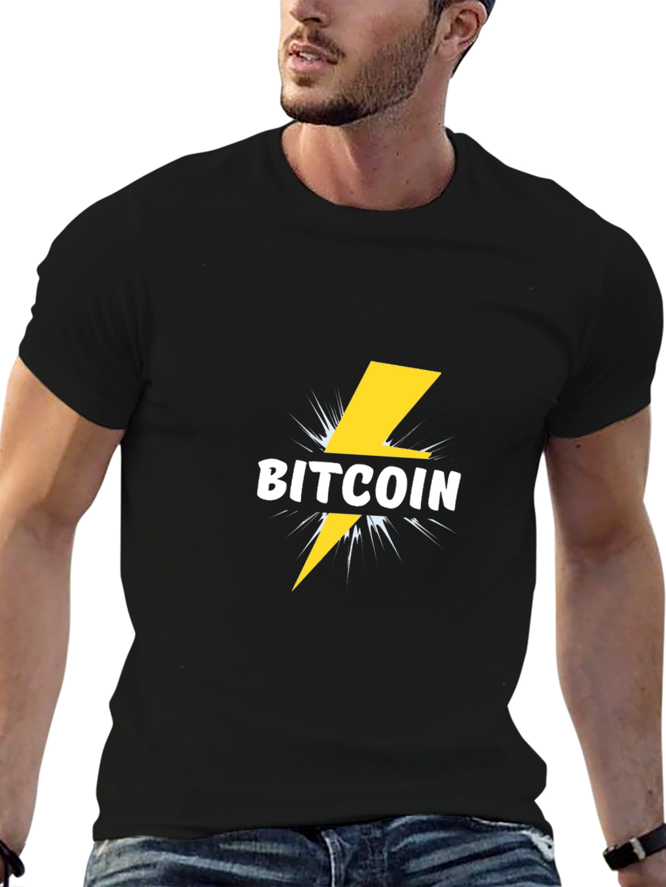 Bitcoin Lightning Bolt Graphic Tee - Black