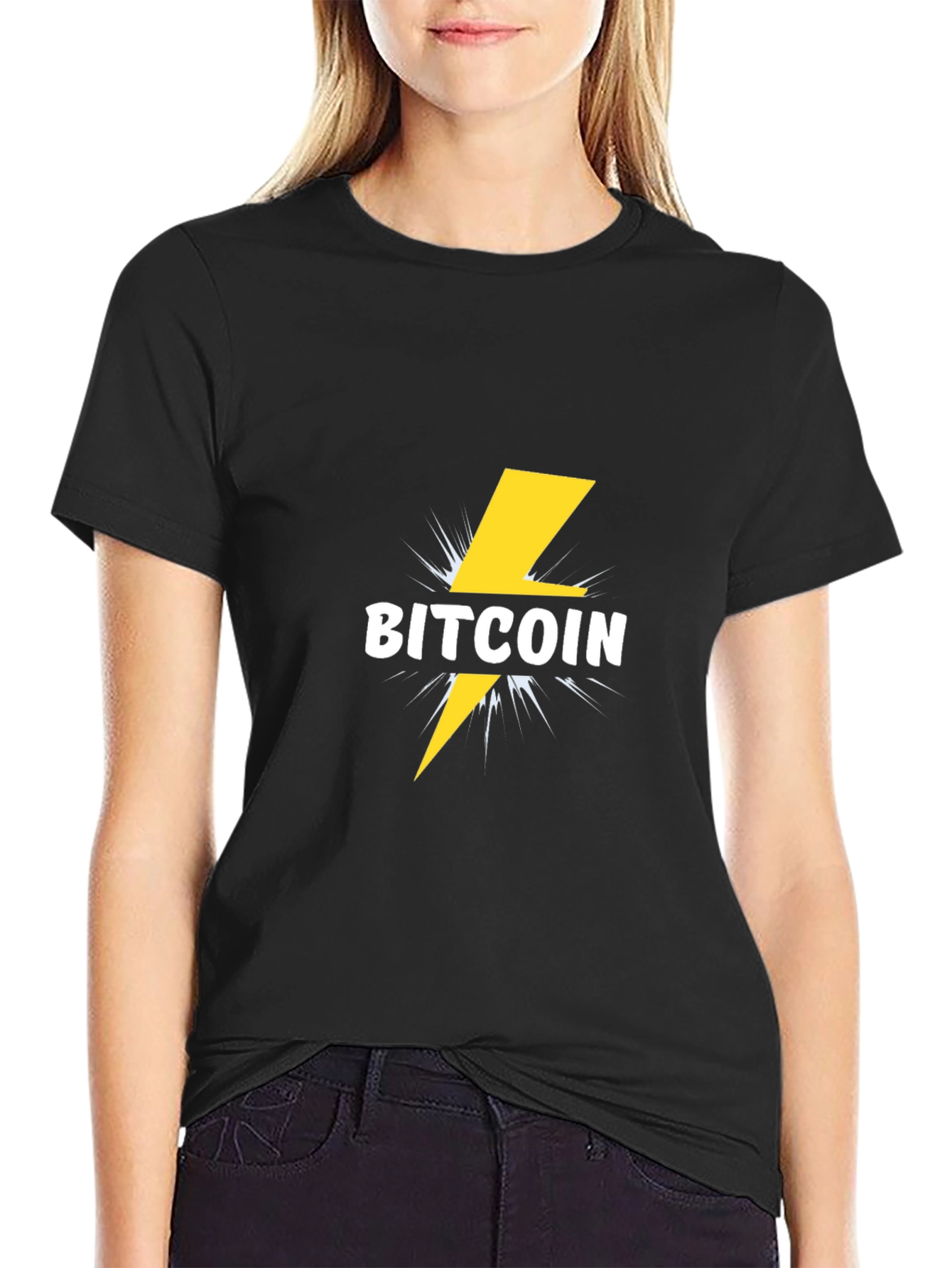 Bitcoin Lightning Bolt Graphic Tee - Black