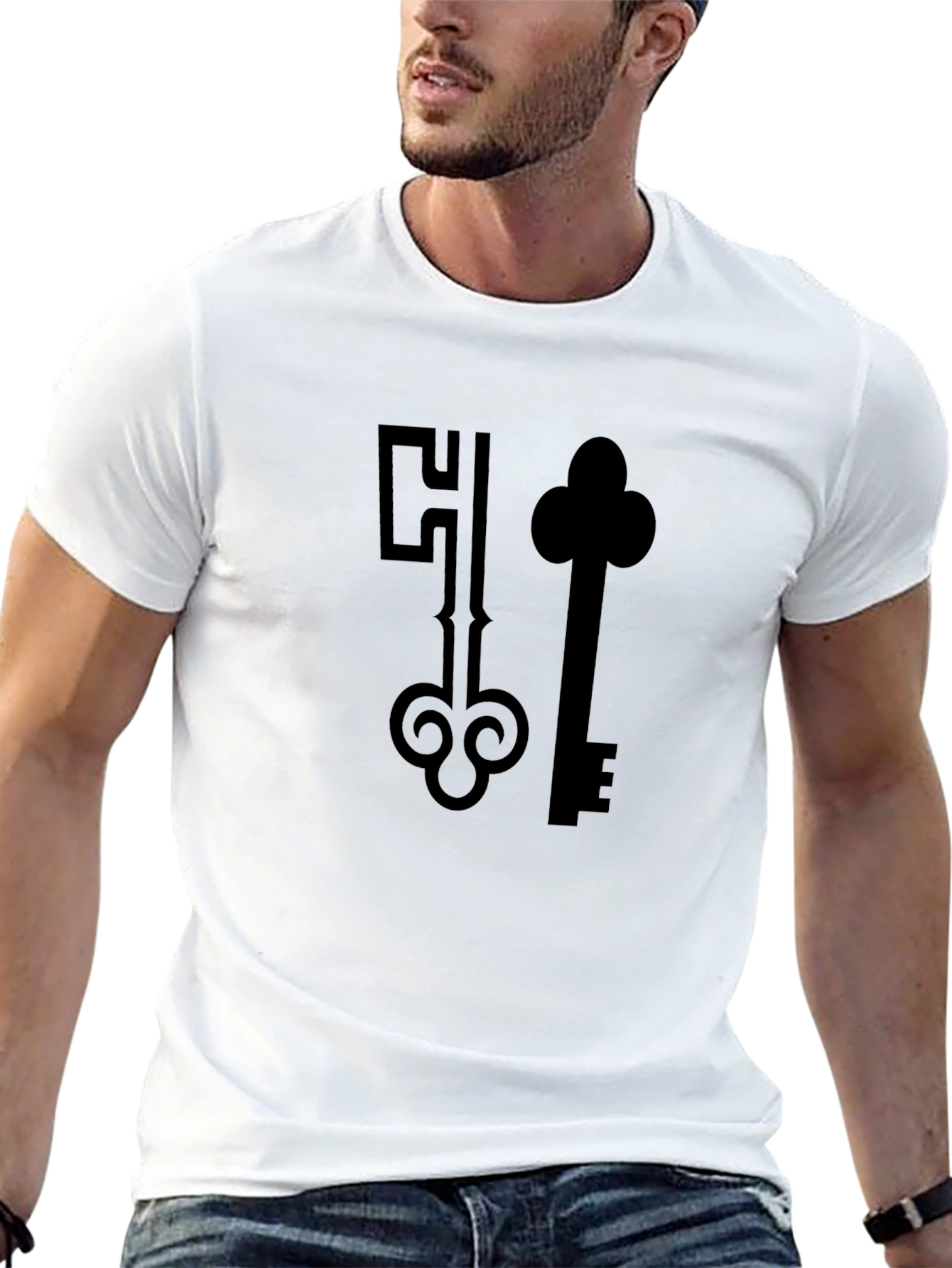 Keys Graphic Black T-Shirt for Men