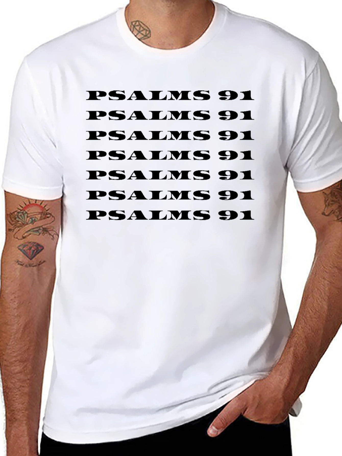 Psalms 91 Graphic T-Shirt - Mens Black Tee