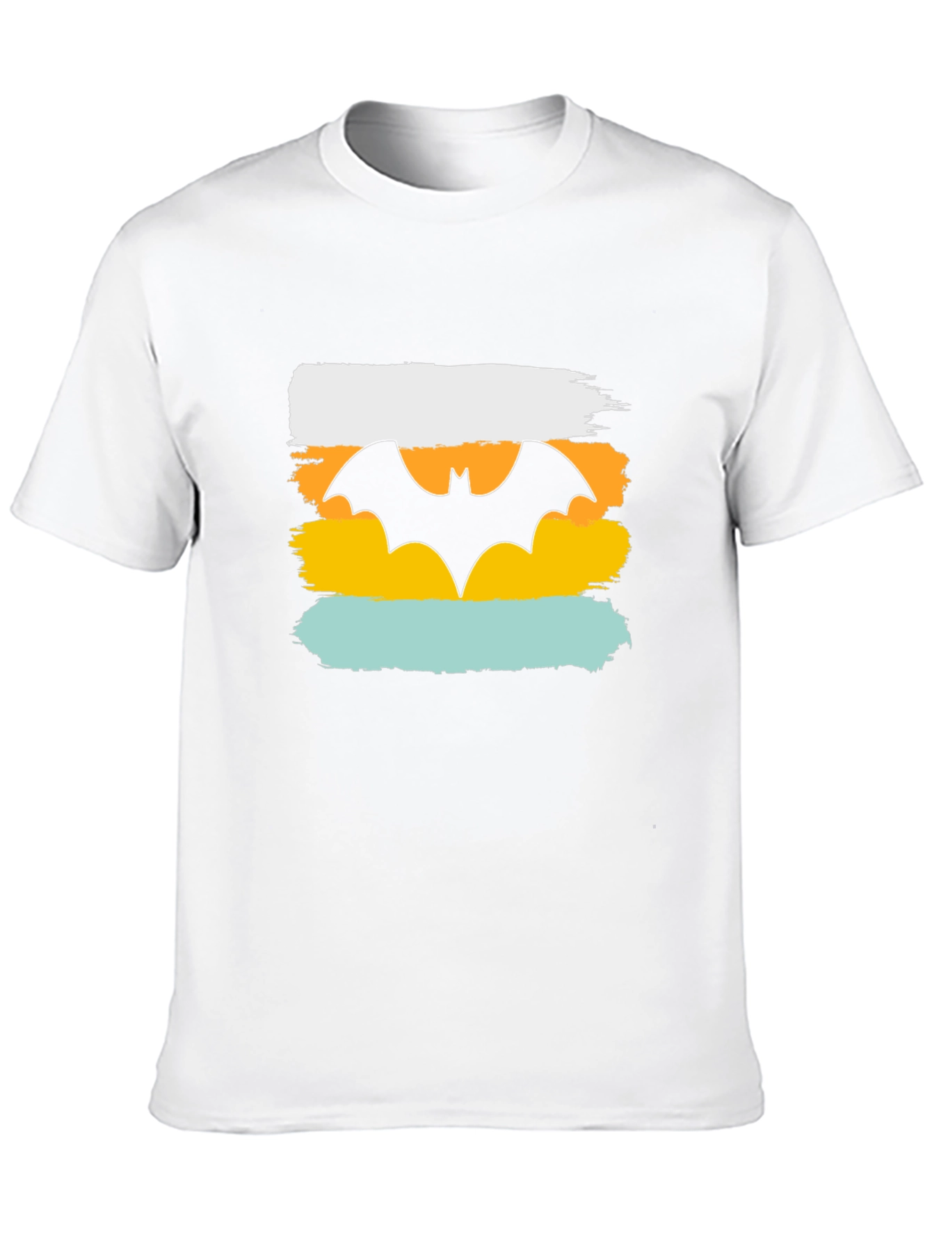 Mens Graphic Tee: Retro Bat Symbol Design