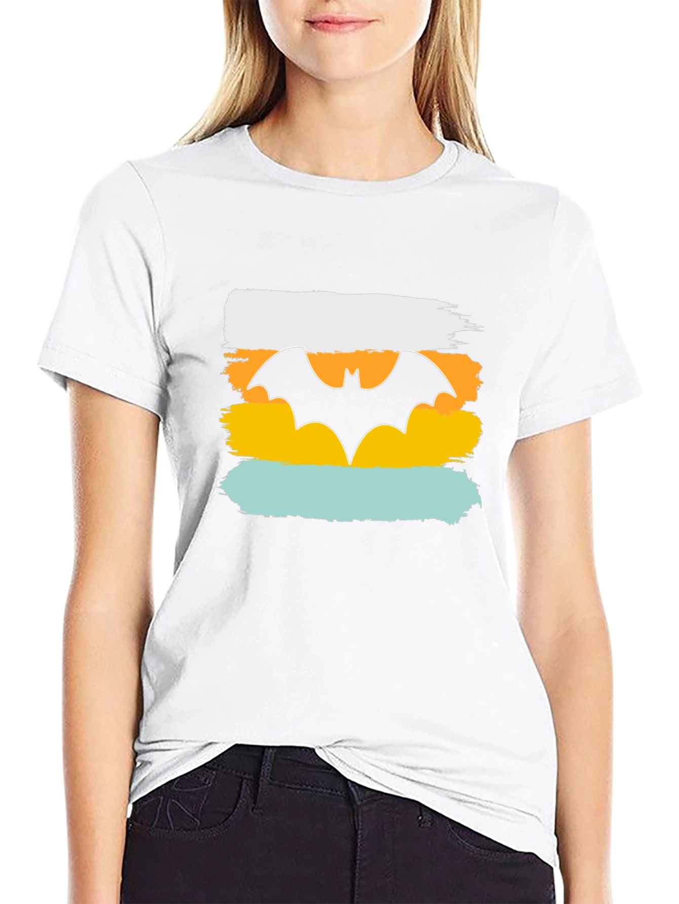 Mens Graphic Tee: Retro Bat Symbol Design