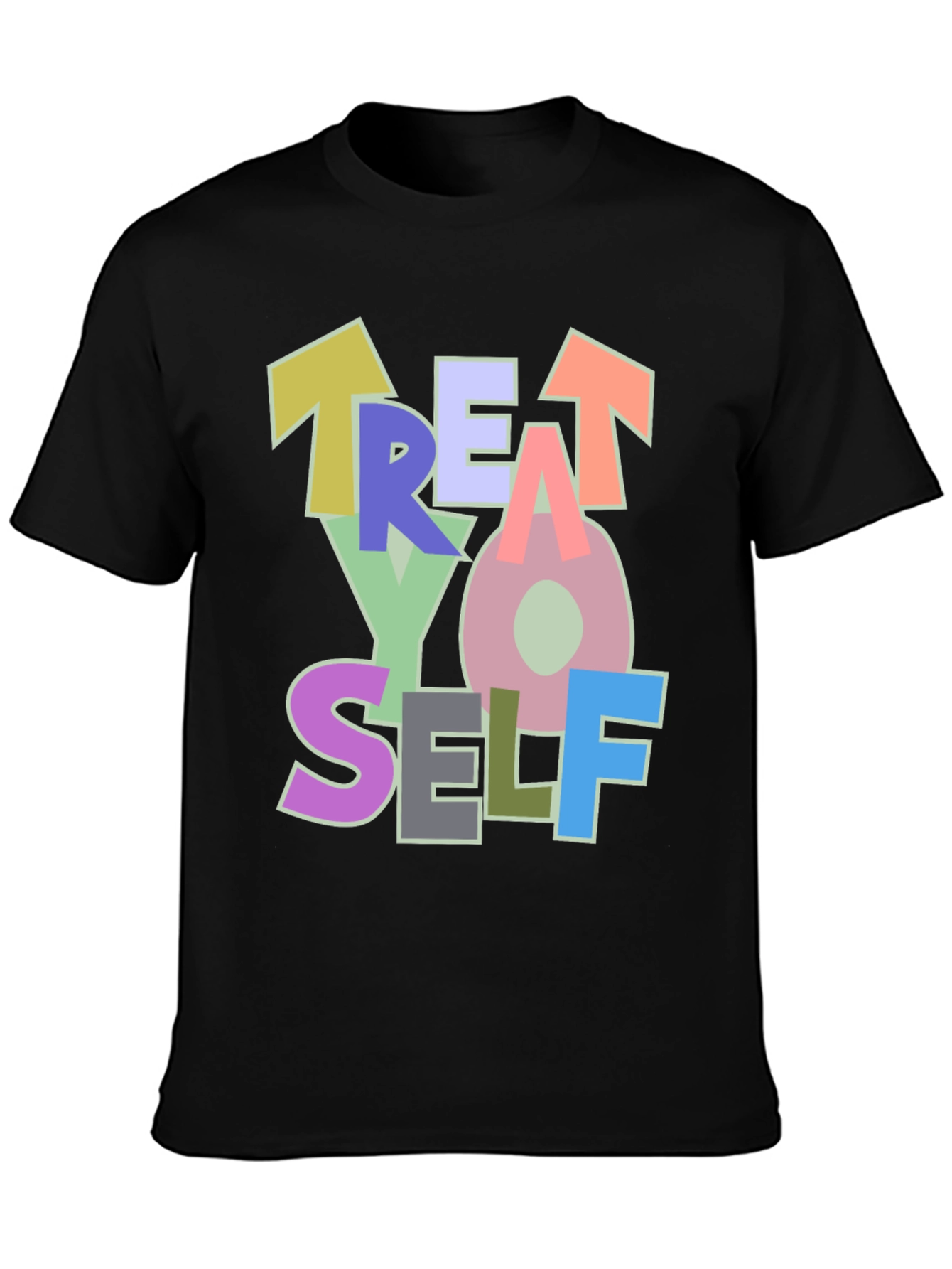 Treat Yo Self Black Graphic T-Shirt