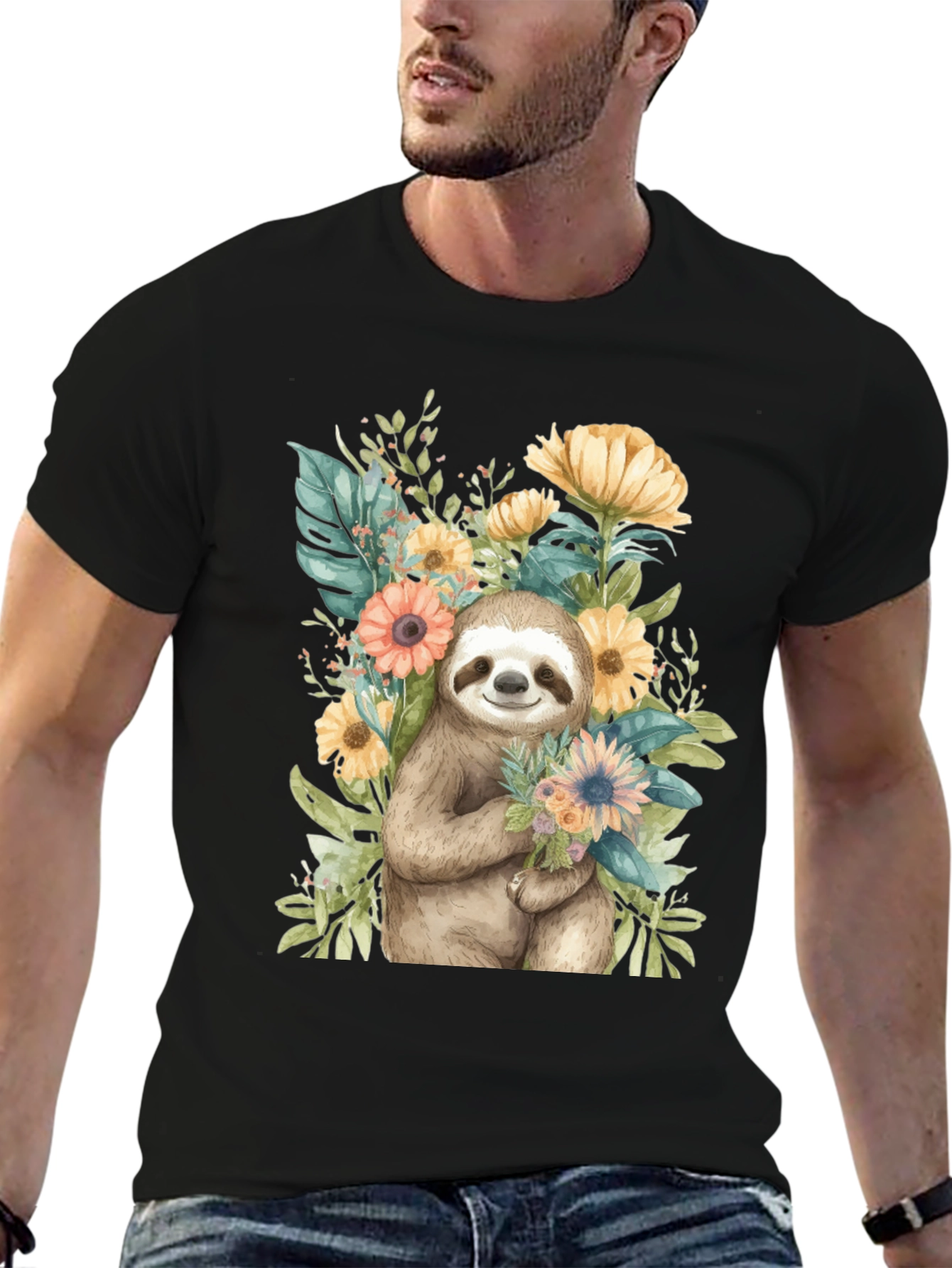 Sloth & Floral Graphic Tee
