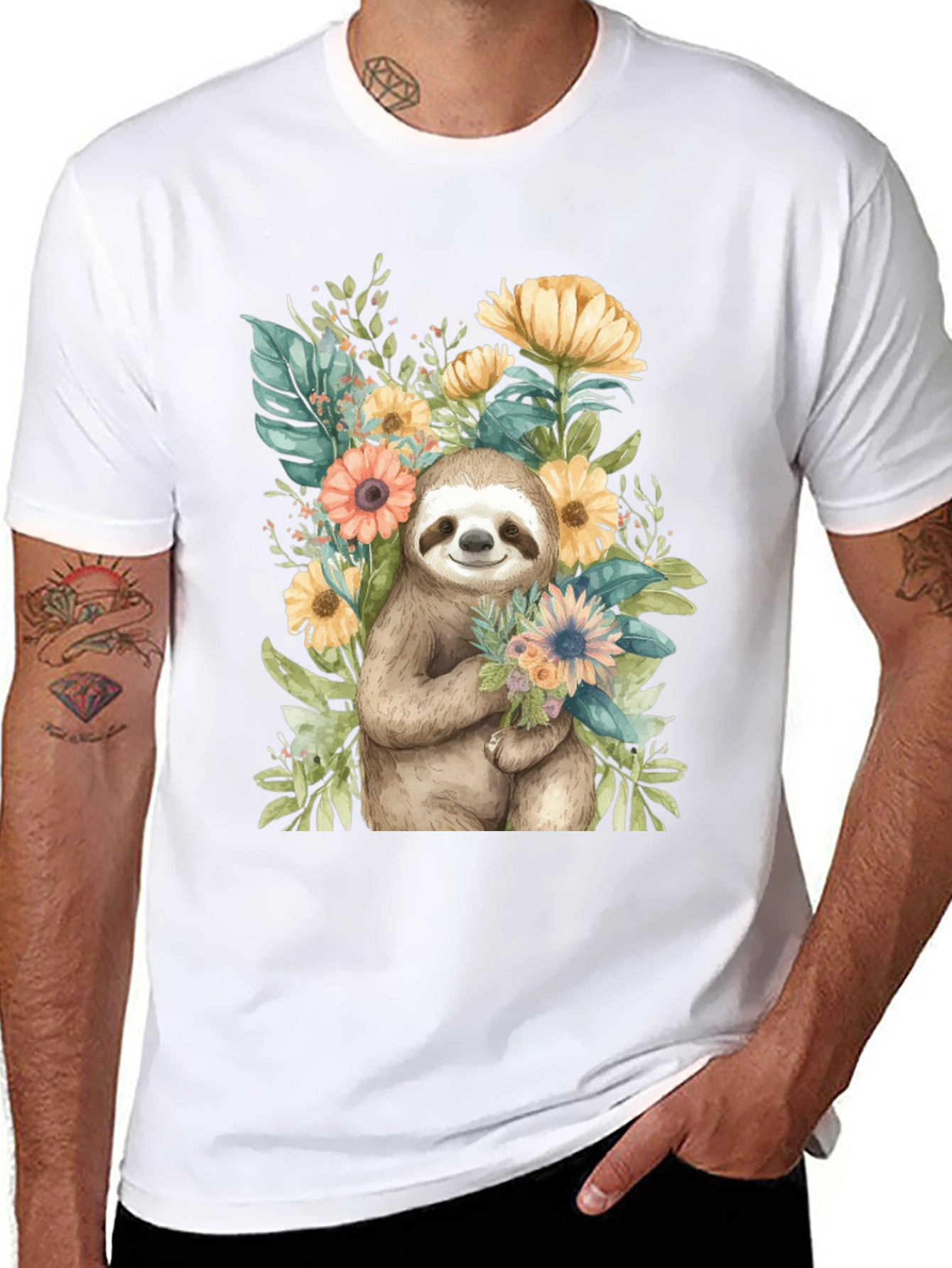 Sloth & Floral Graphic Tee