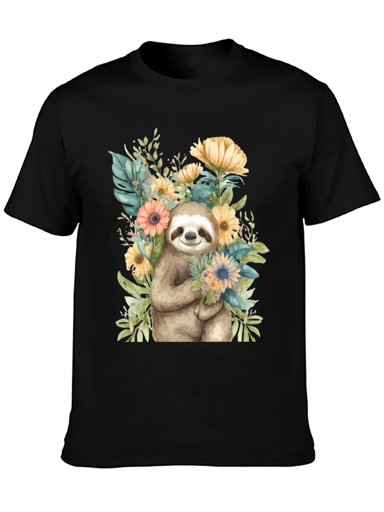 Sloth & Floral Graphic Tee