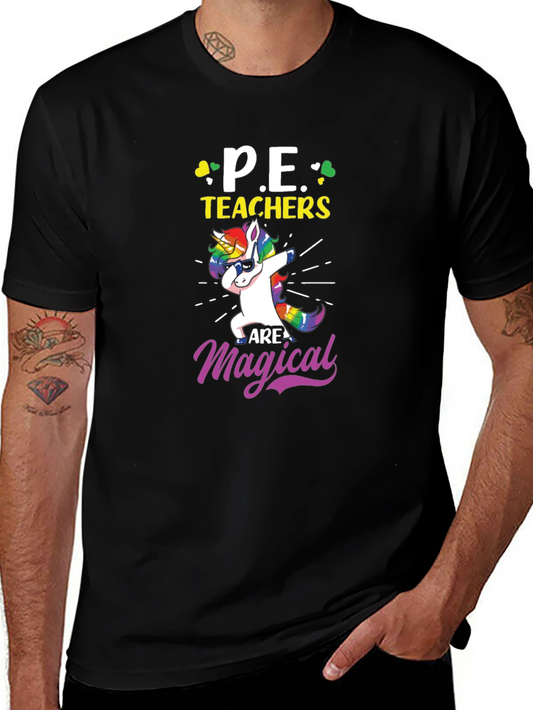 P.E. Teachers Are Magical Unicorn Graphic T-Shirt