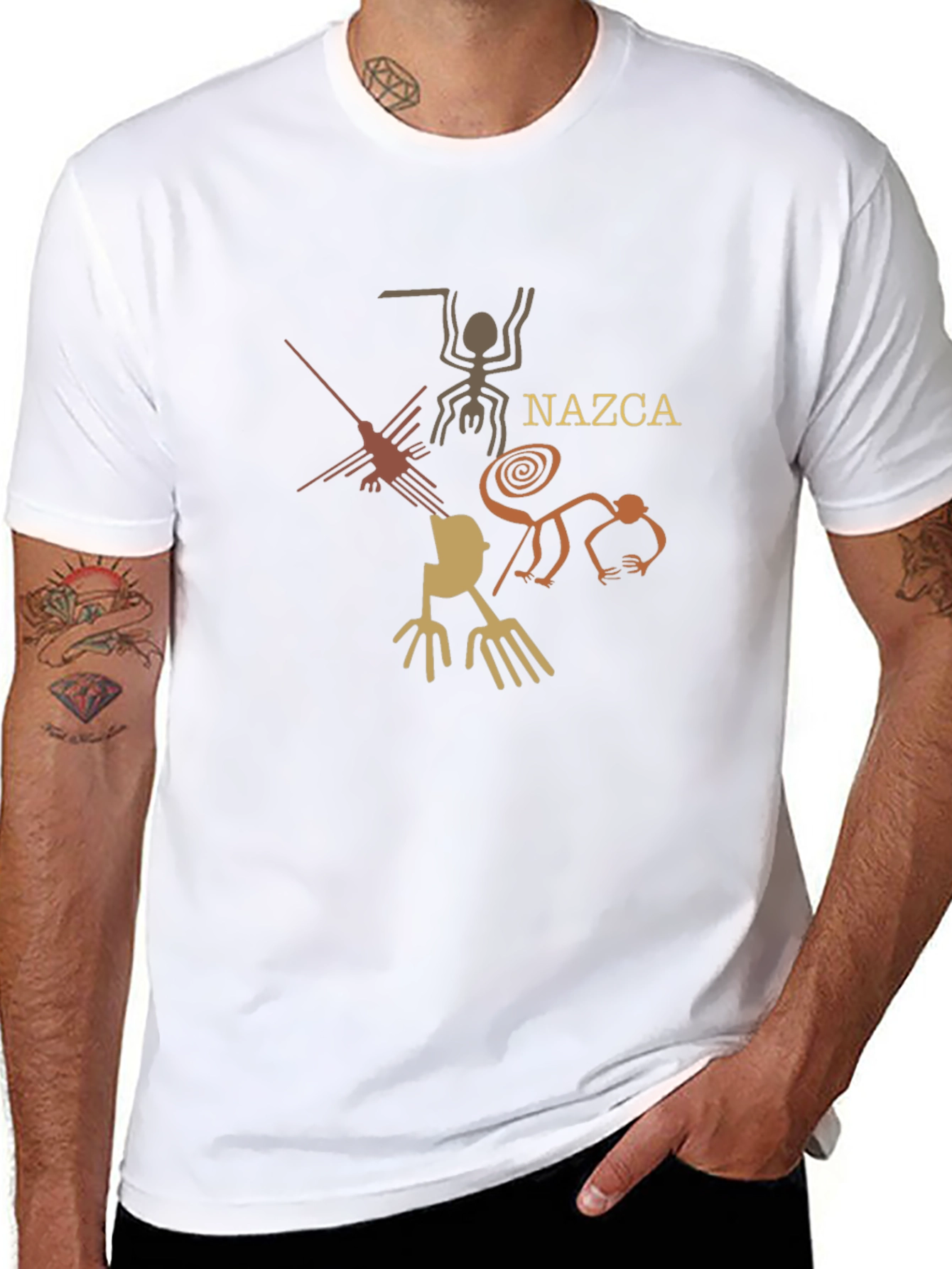 Nazca Lines Graphic Tee - Black Cotton T-Shirt