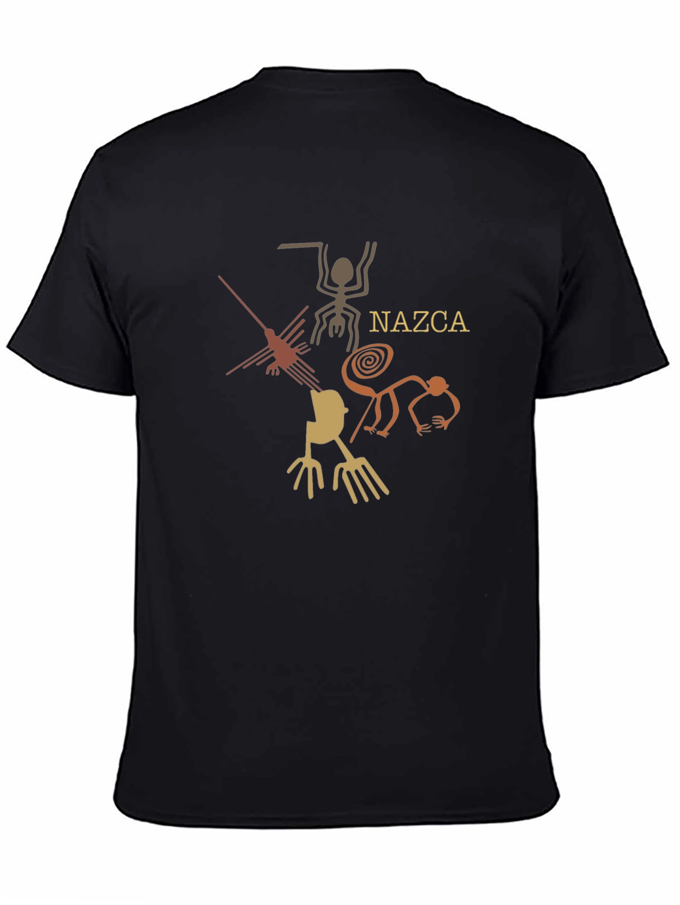 Nazca Lines Graphic Tee - Black Cotton T-Shirt