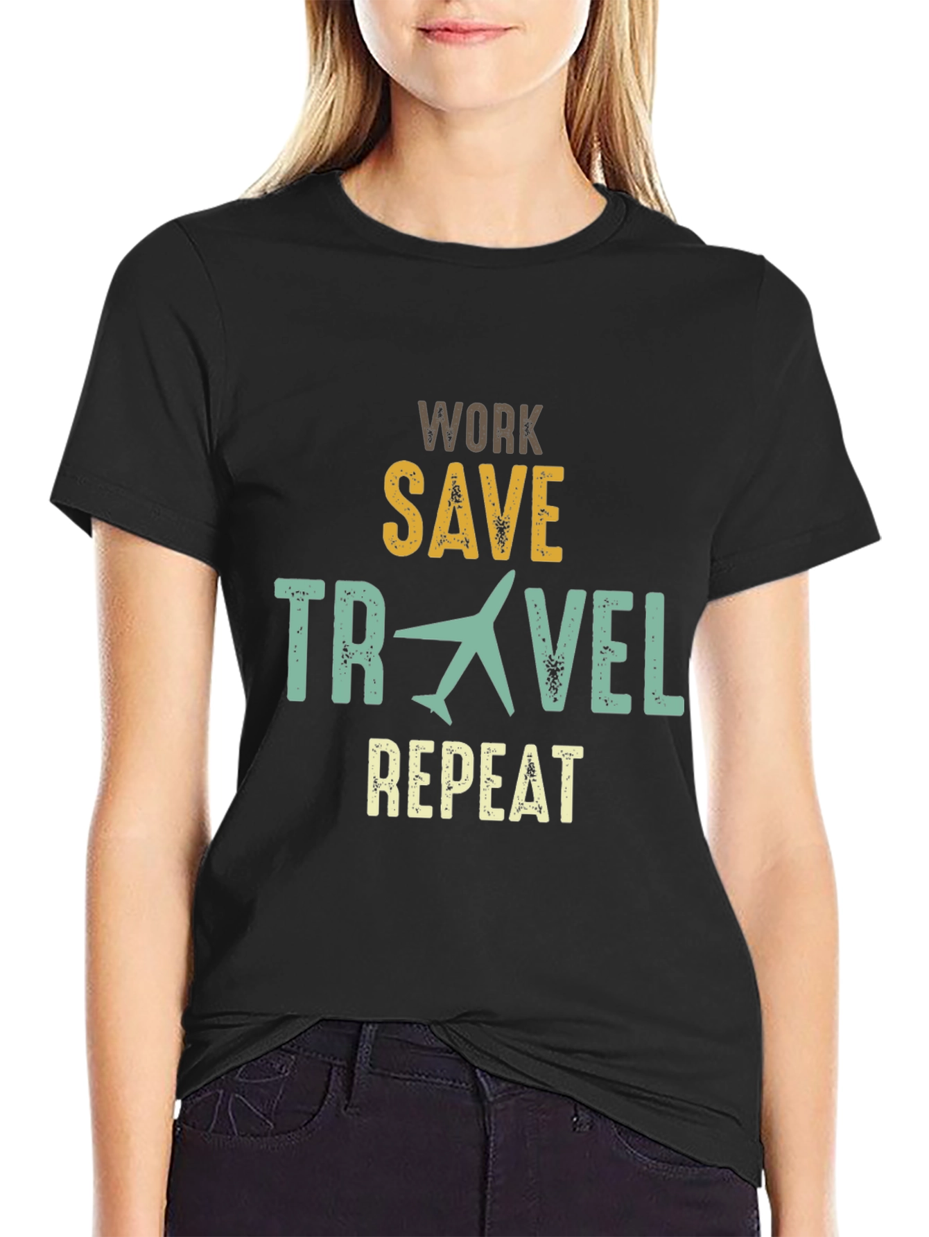 Work Save Travel Repeat Graphic T-Shirt