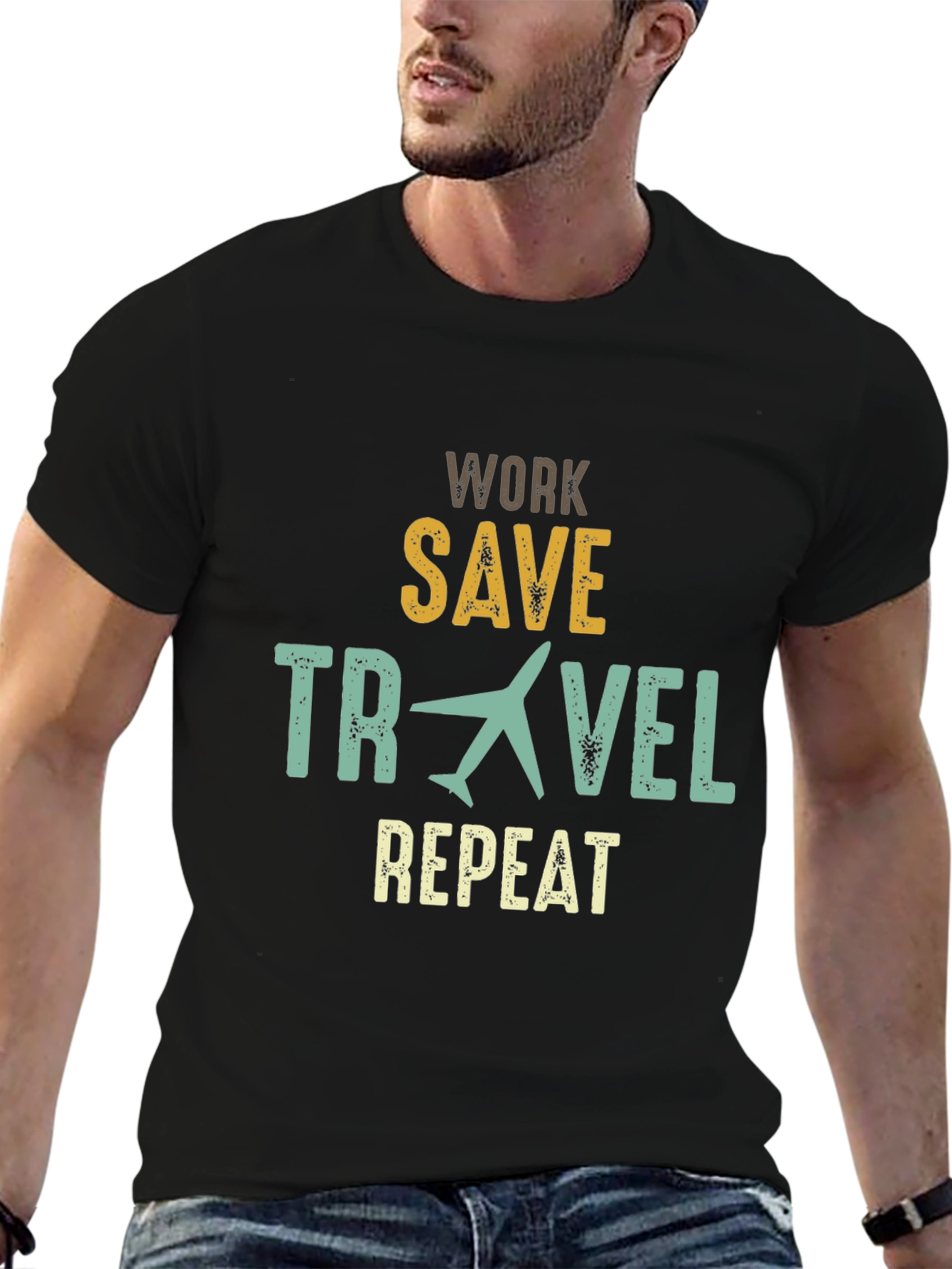 Work Save Travel Repeat Graphic T-Shirt