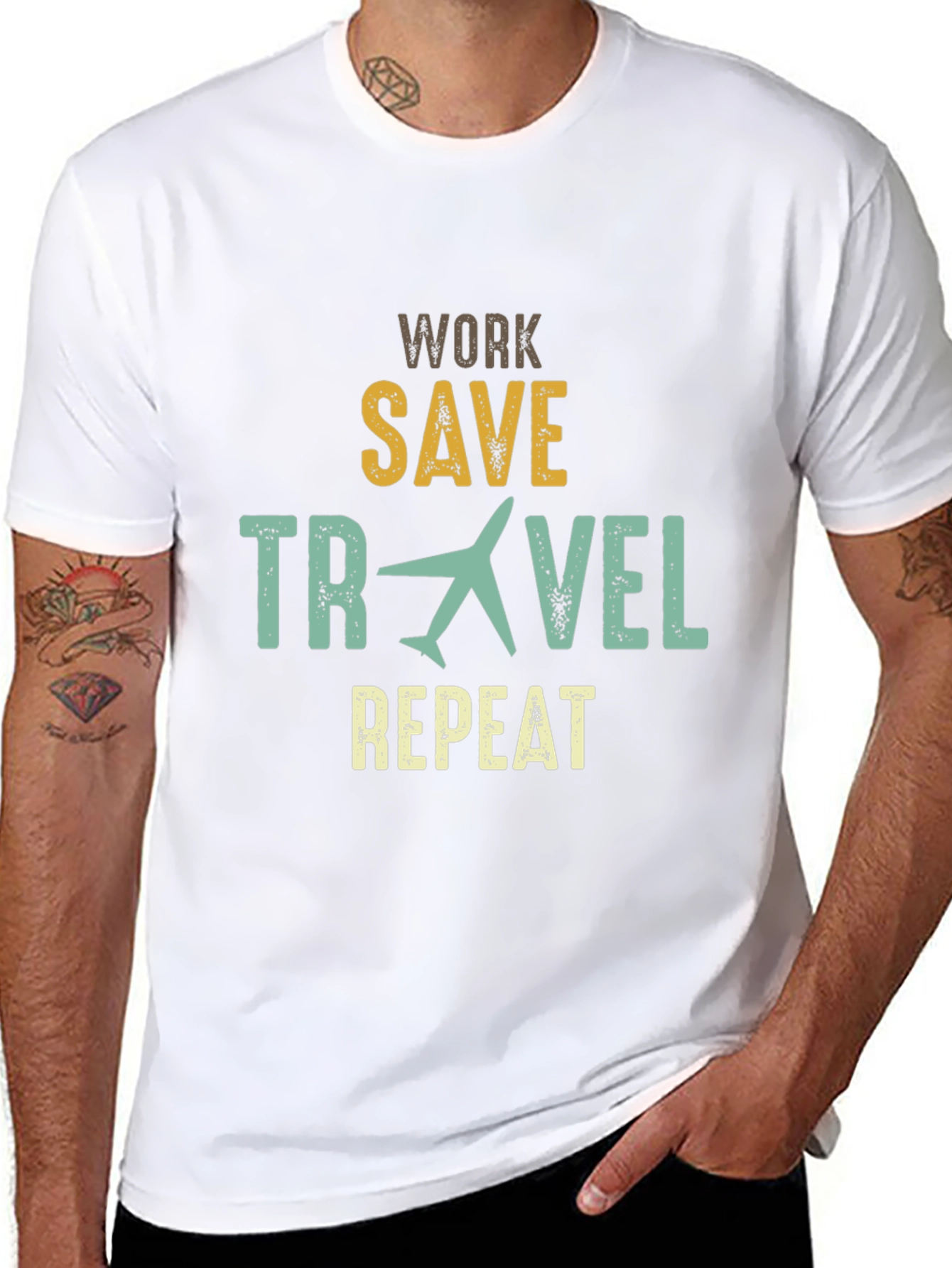 Work Save Travel Repeat Graphic T-Shirt
