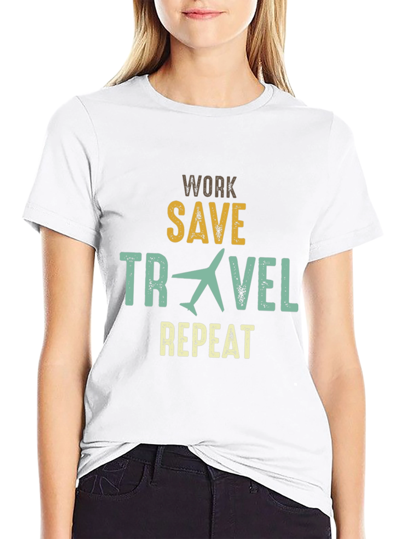 Work Save Travel Repeat Graphic T-Shirt