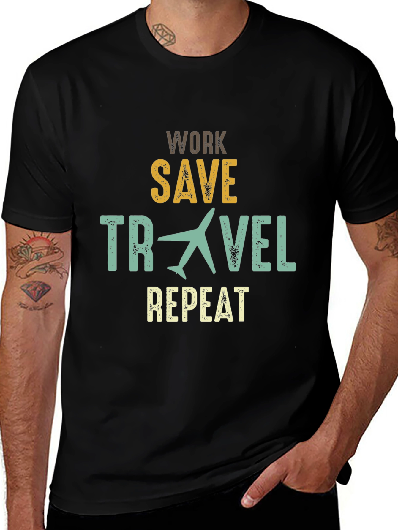 Work Save Travel Repeat Graphic T-Shirt