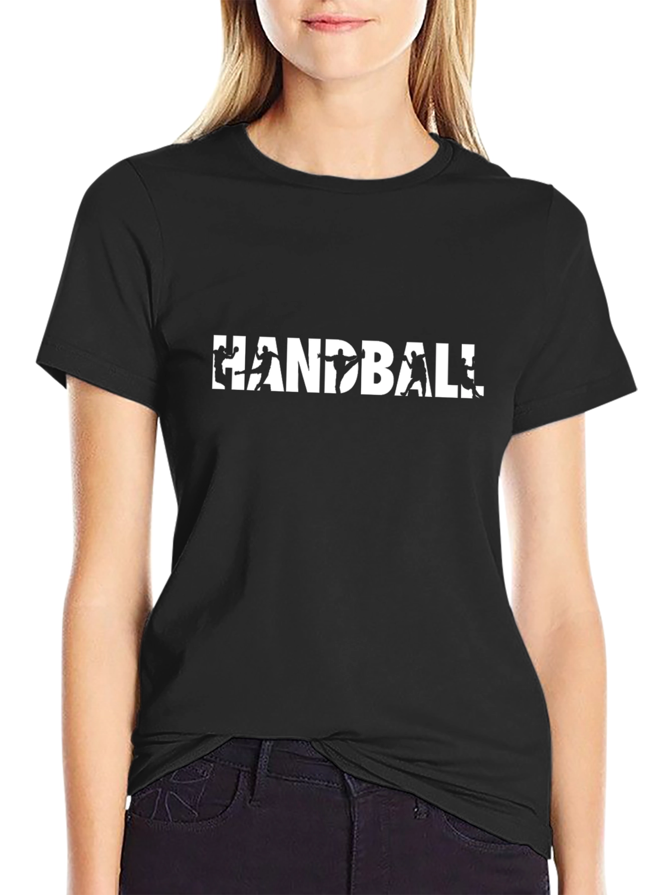 Handball Graphic Tee - Stylish Player Silhouette Shirt