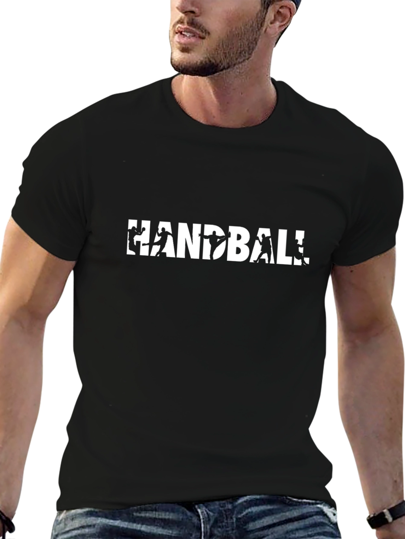 Handball Graphic Tee - Stylish Player Silhouette Shirt