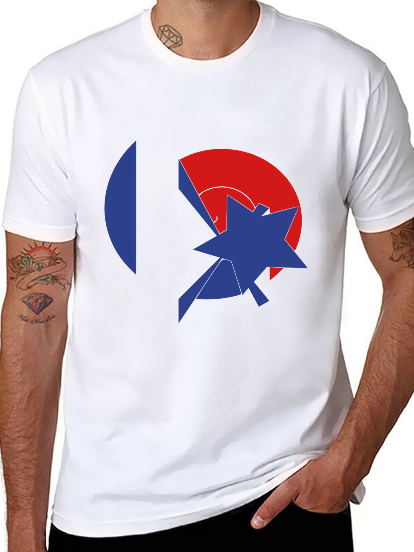 Abstract Graphic Black Tee - Modern Casual Style