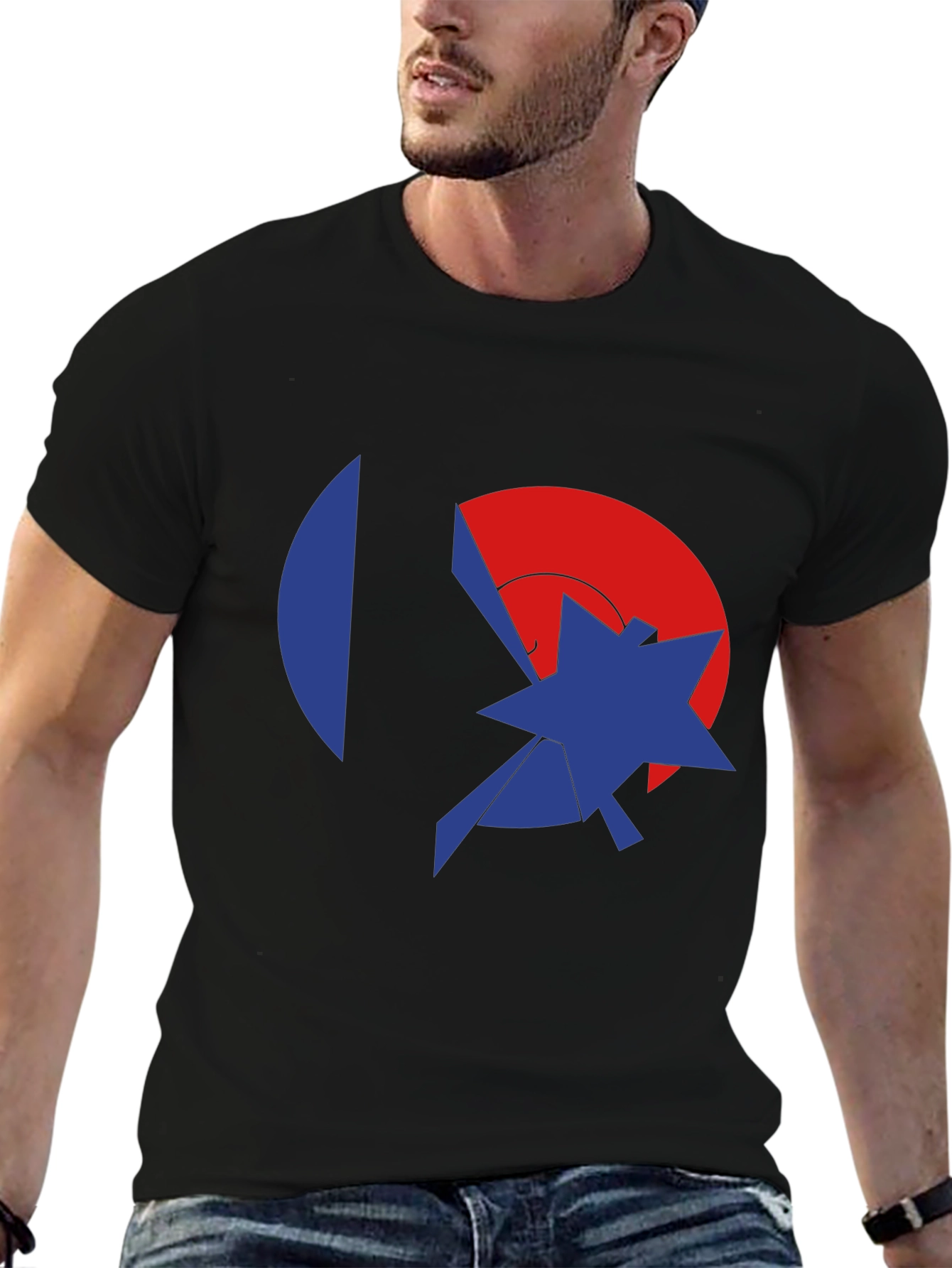 Abstract Graphic Black Tee - Modern Casual Style