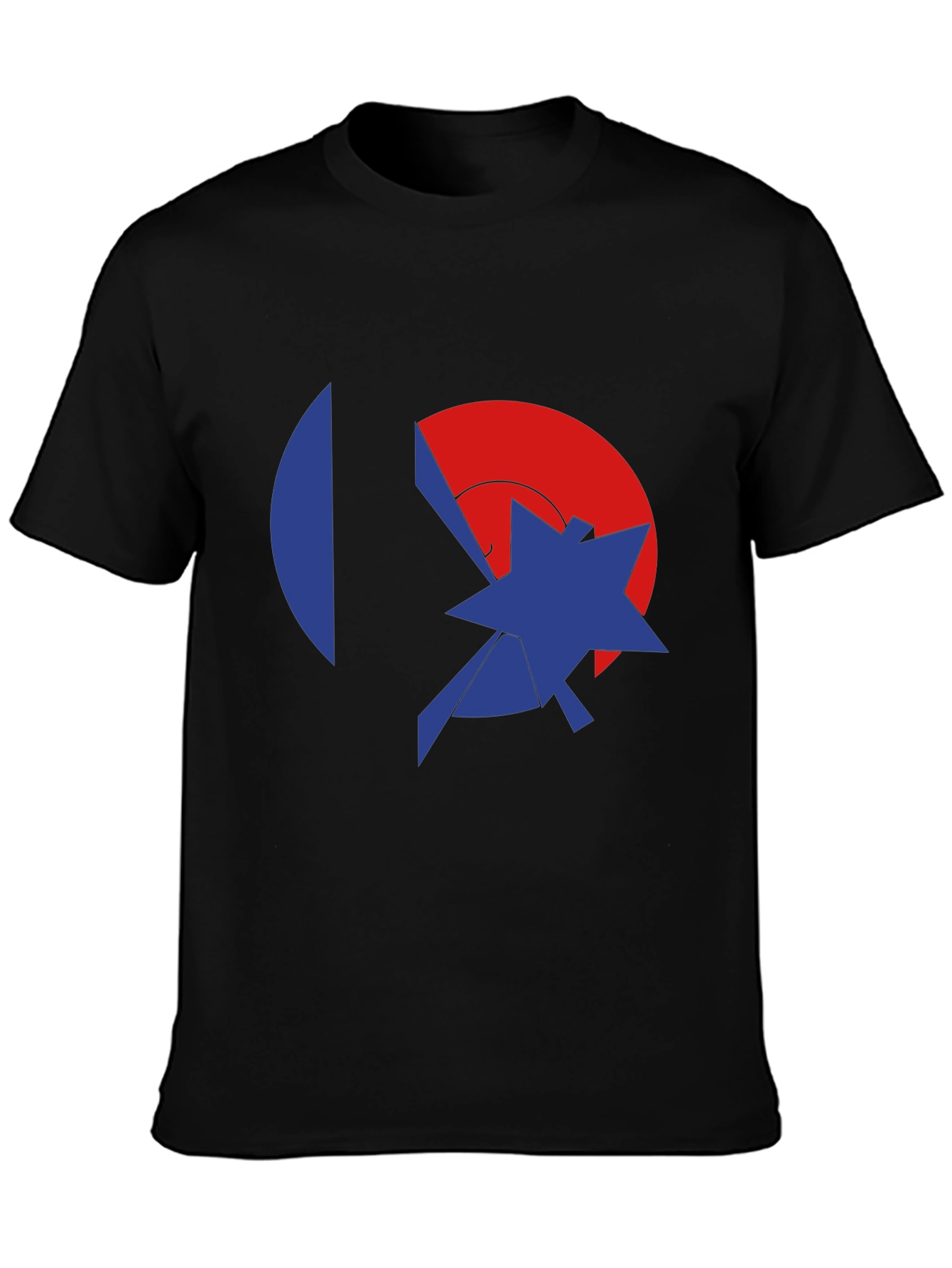 Abstract Graphic Black Tee - Modern Casual Style