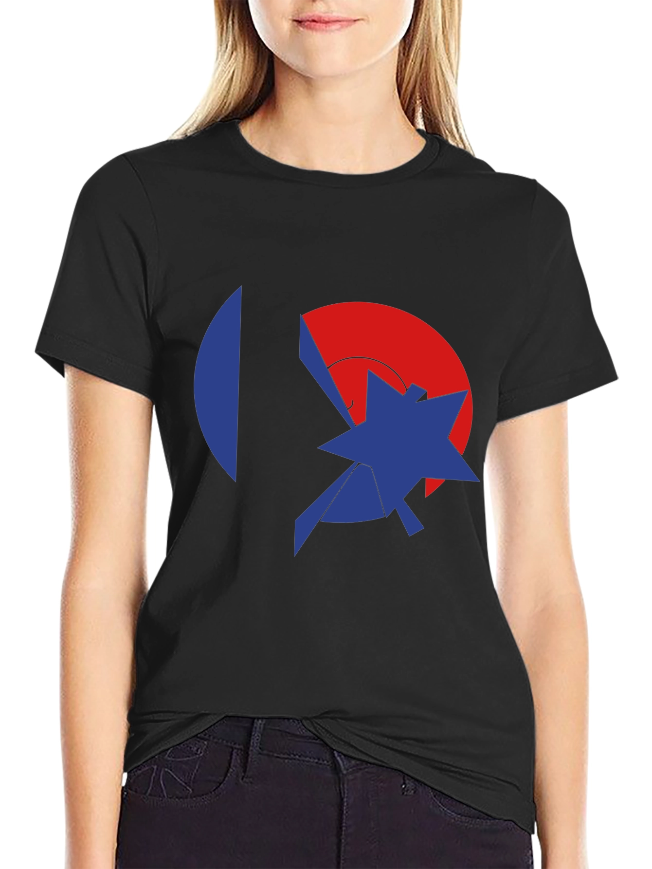 Abstract Graphic Black Tee - Modern Casual Style