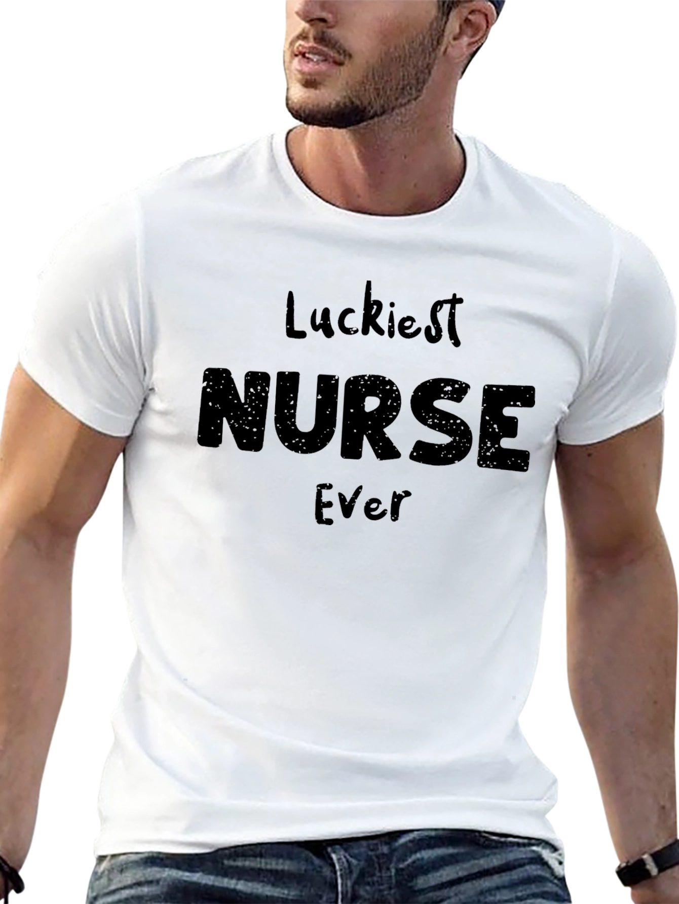 Luckiest Nurse Ever Graphic T-Shirt - Black