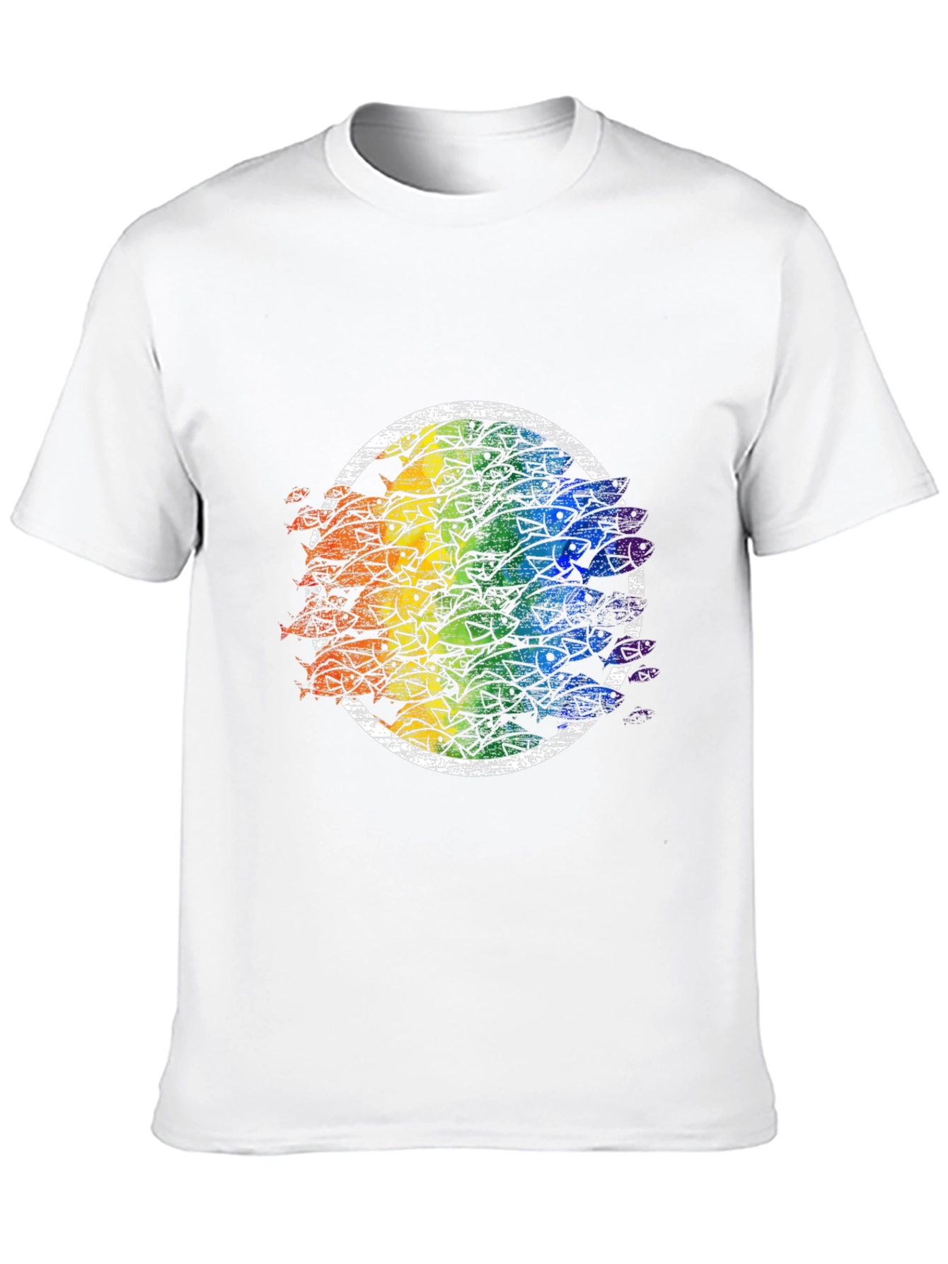 Rainbow Fish Circle Black Tee