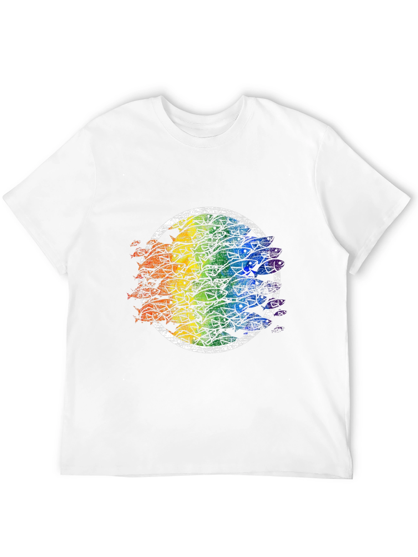 Rainbow Fish Circle Black Tee