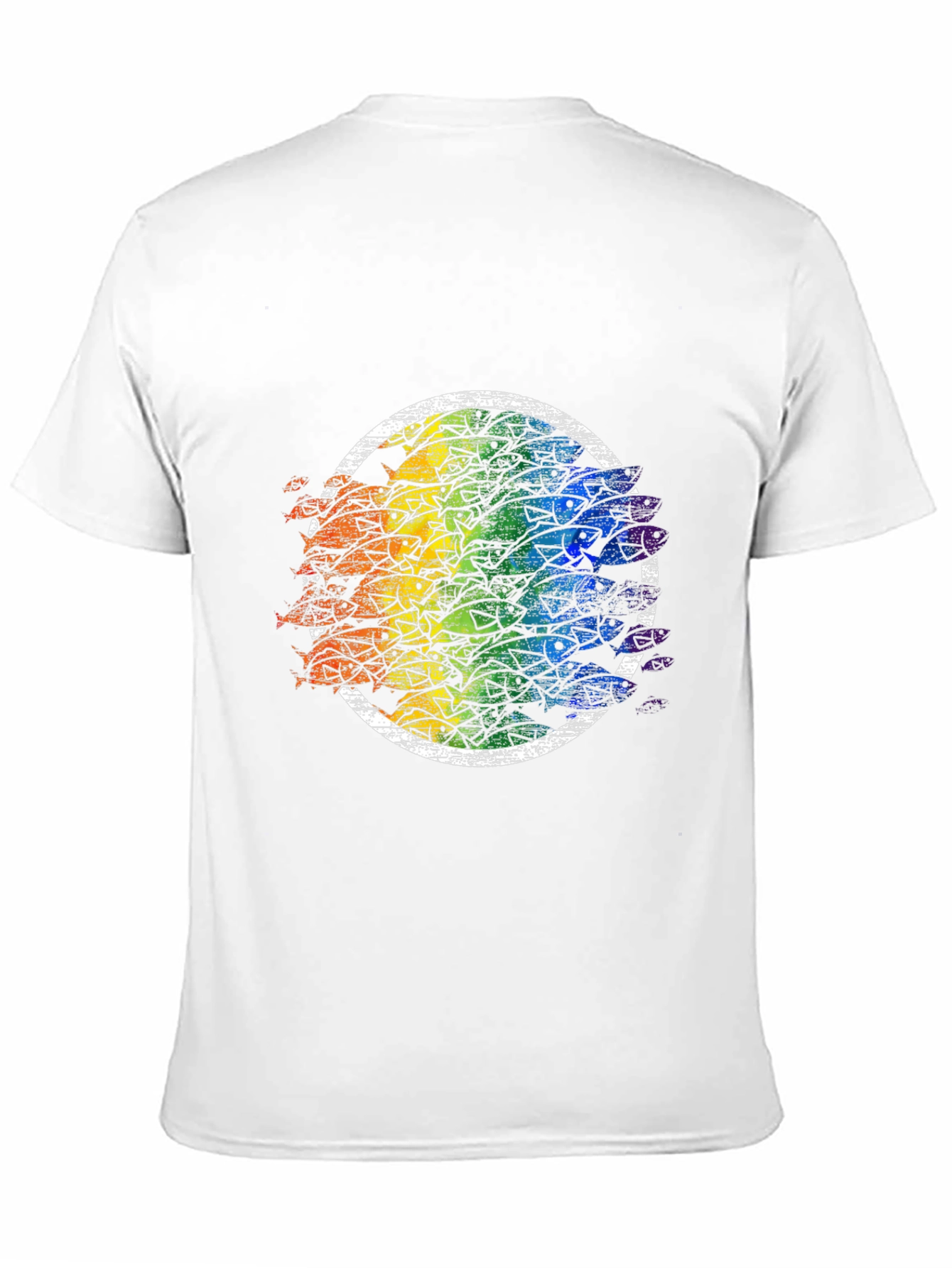 Rainbow Fish Circle Black Tee