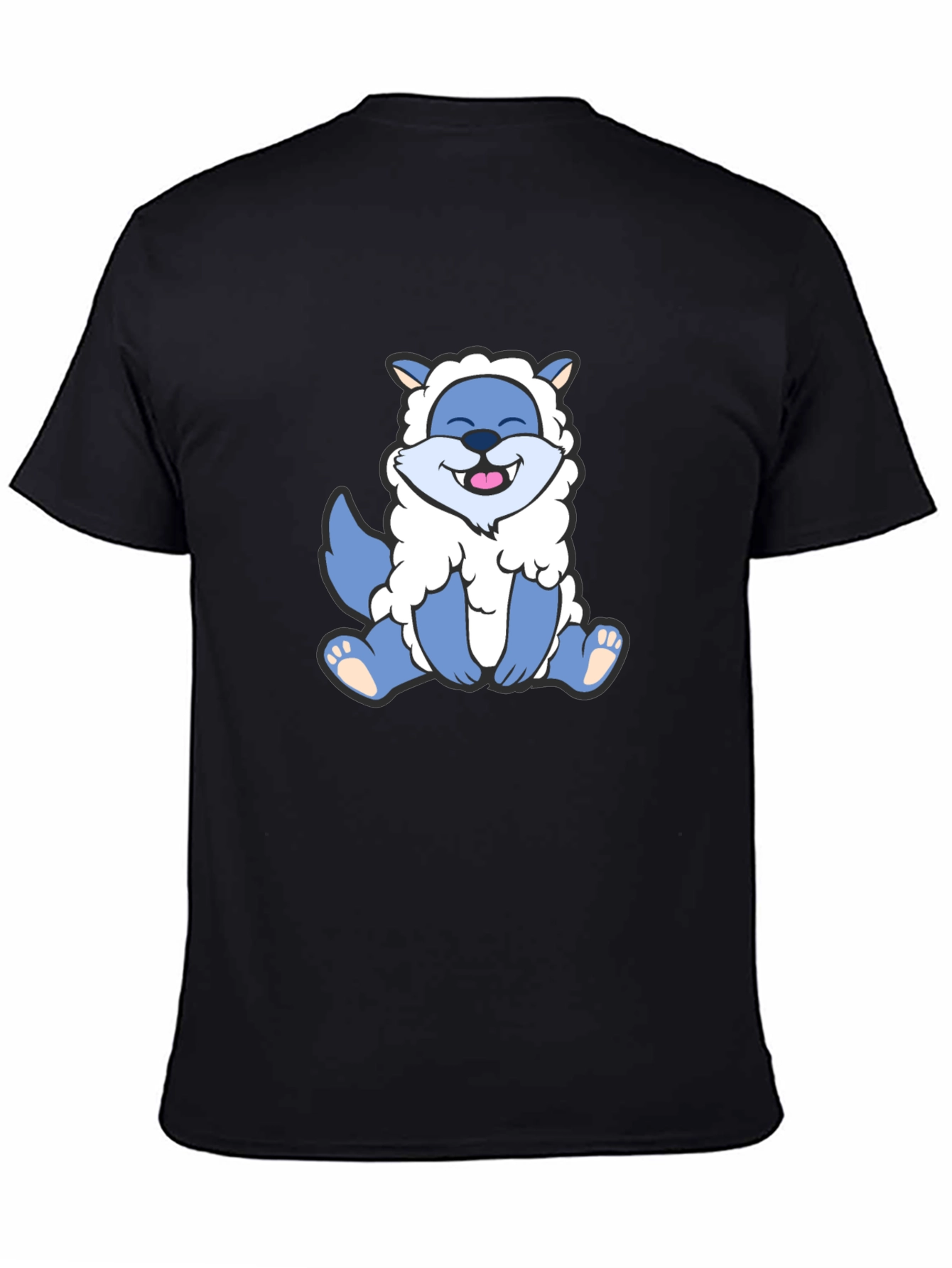 Cute Cartoon Wolf in Sheeps Clothing Black T-Shirt