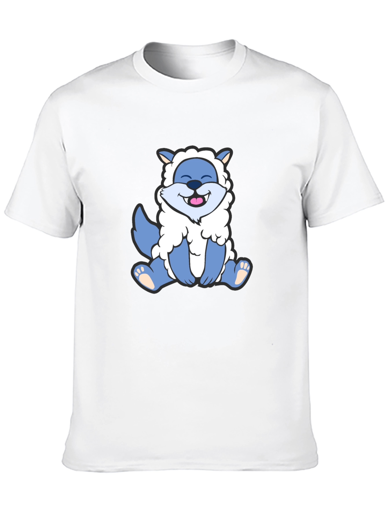 Cute Cartoon Wolf in Sheeps Clothing Black T-Shirt