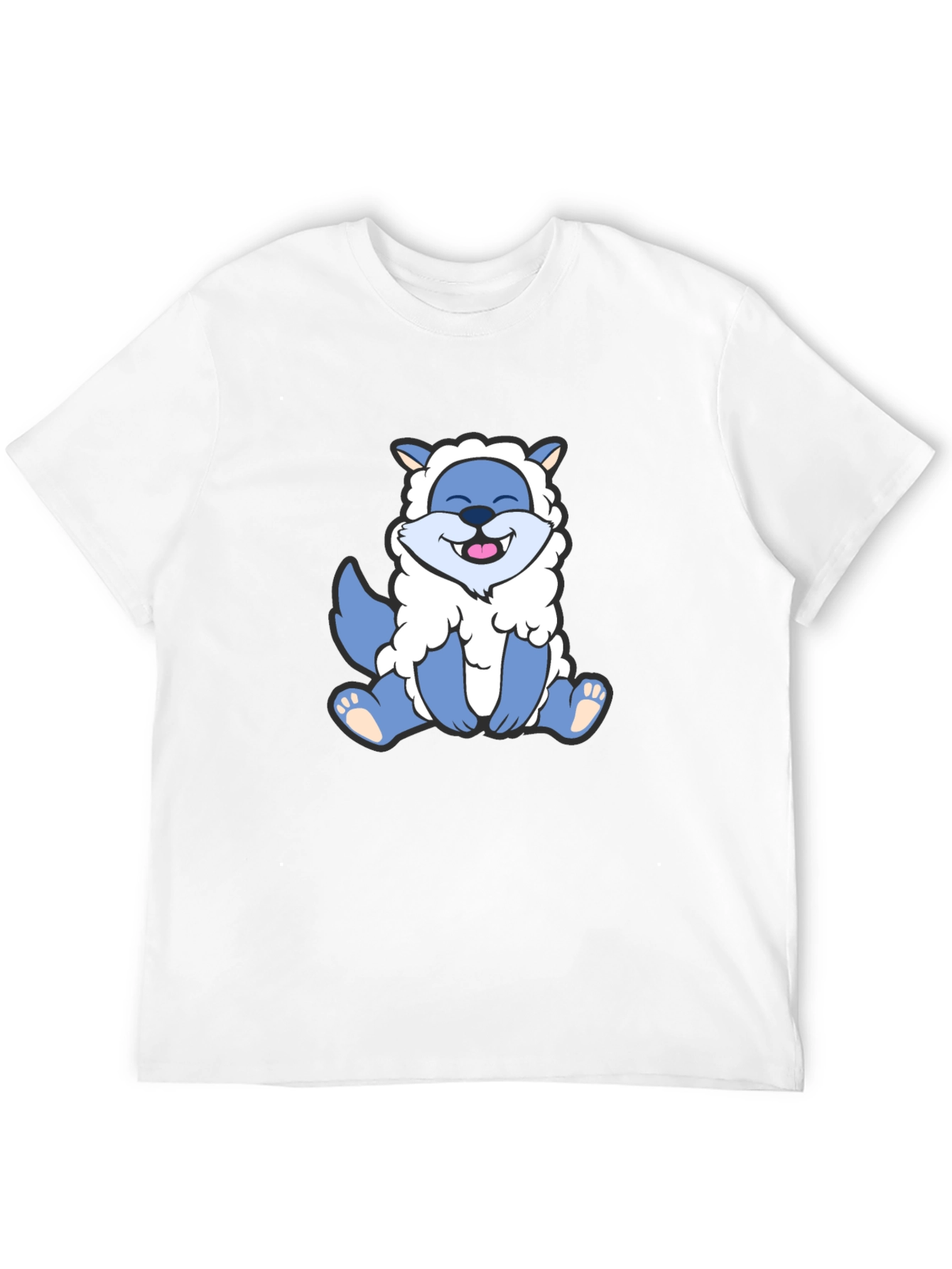 Cute Cartoon Wolf in Sheeps Clothing Black T-Shirt