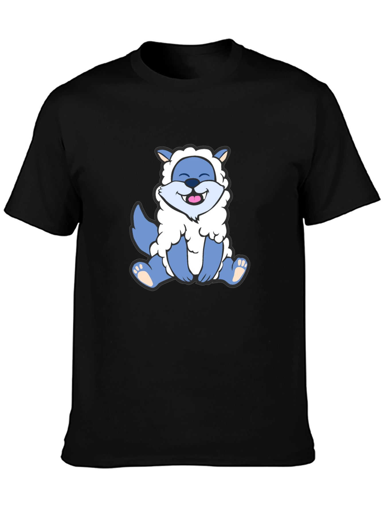 Cute Cartoon Wolf in Sheeps Clothing Black T-Shirt