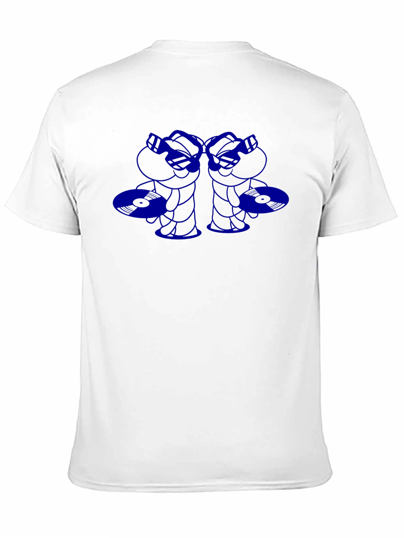 Blue Cartoon Graphic Print Black T-Shirt