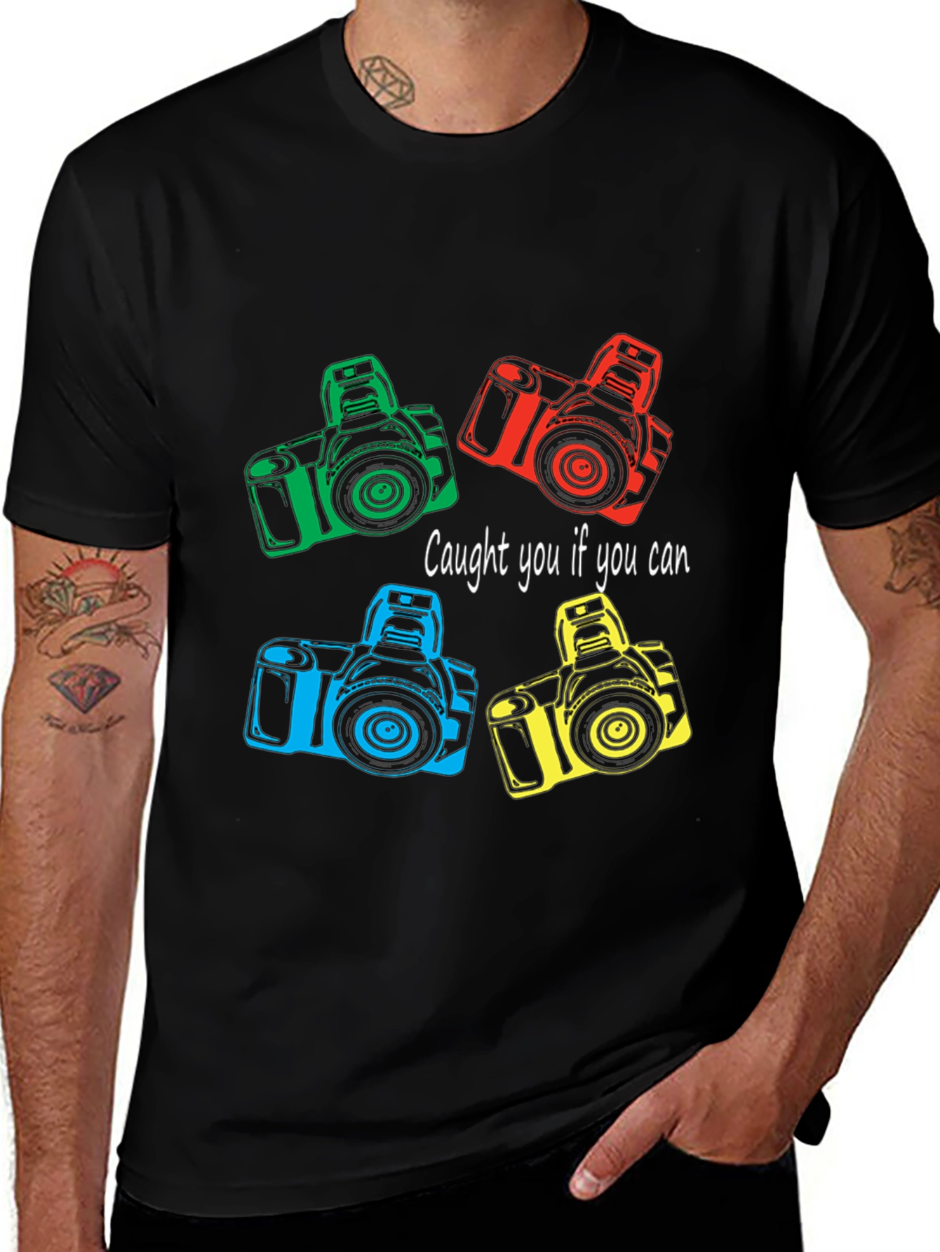 Caught You Camera Graphic Tee - Black