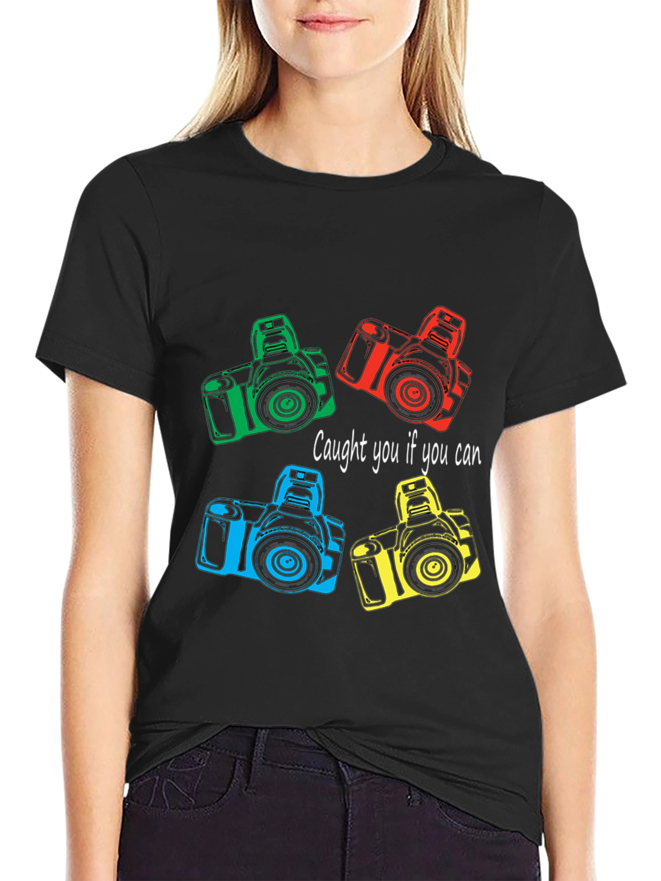 Caught You Camera Graphic Tee - Black