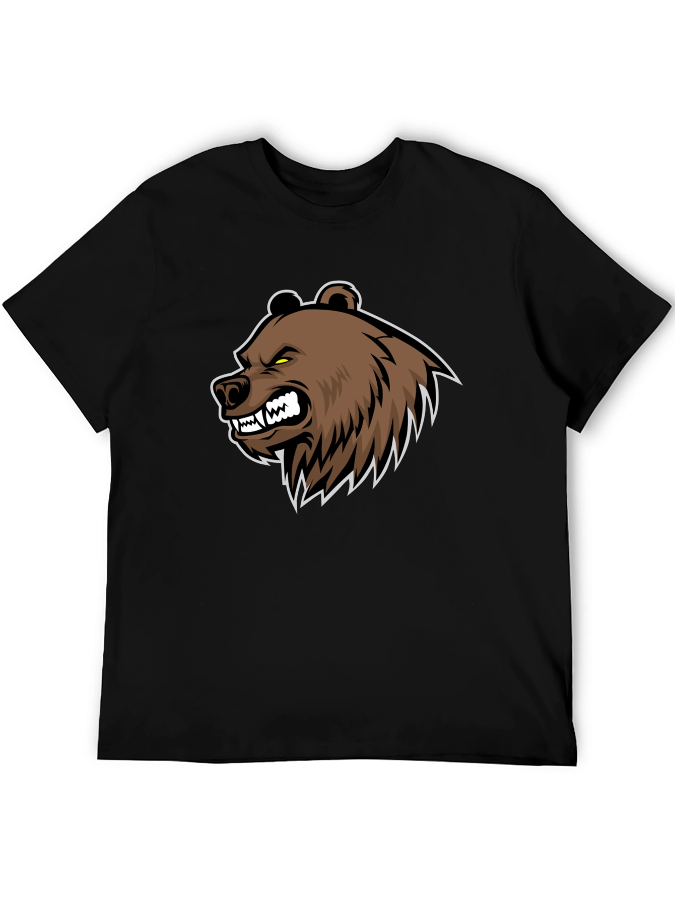 Mens Black T-Shirt with Bear Graphic
