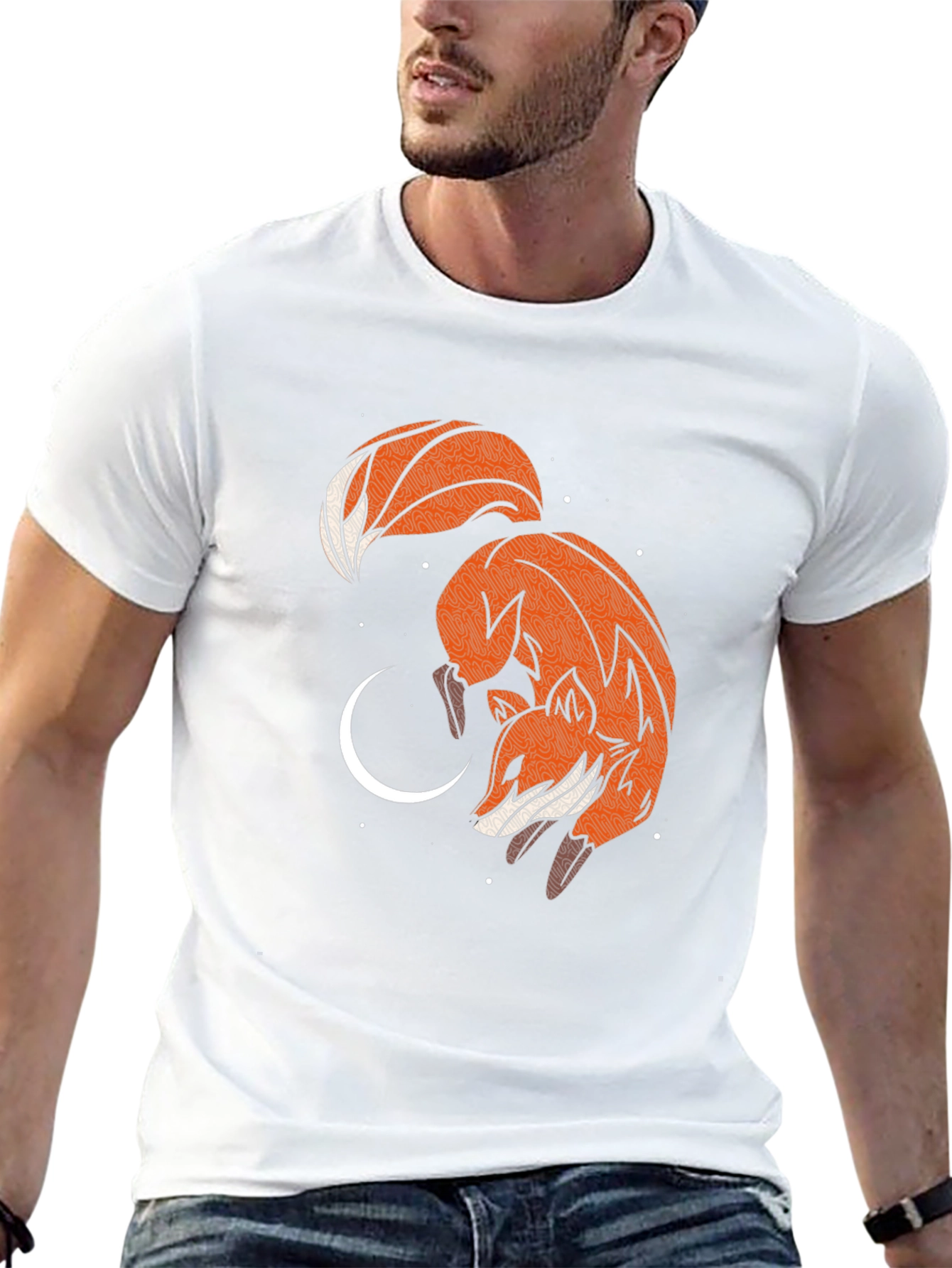 Fox & Moon Graphic Tee - Black Cotton Blend